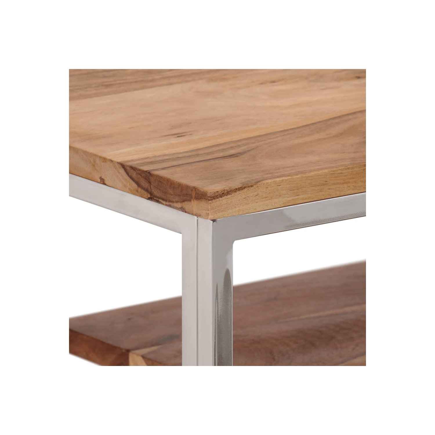 vidaXL Console Table Silver Stainless Steel and Solid Acacia Wood