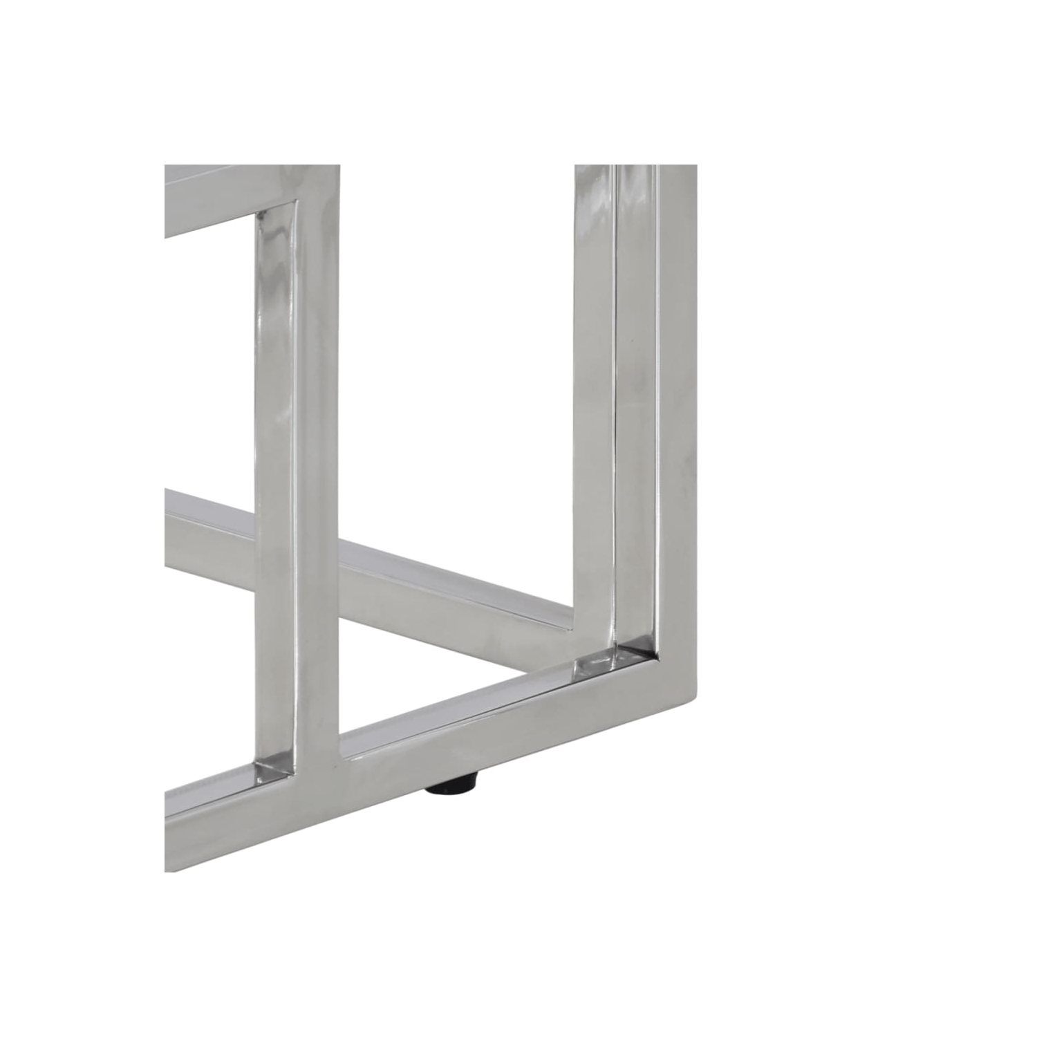 vidaXL Console Table Silver Stainless Steel and Solid Acacia Wood