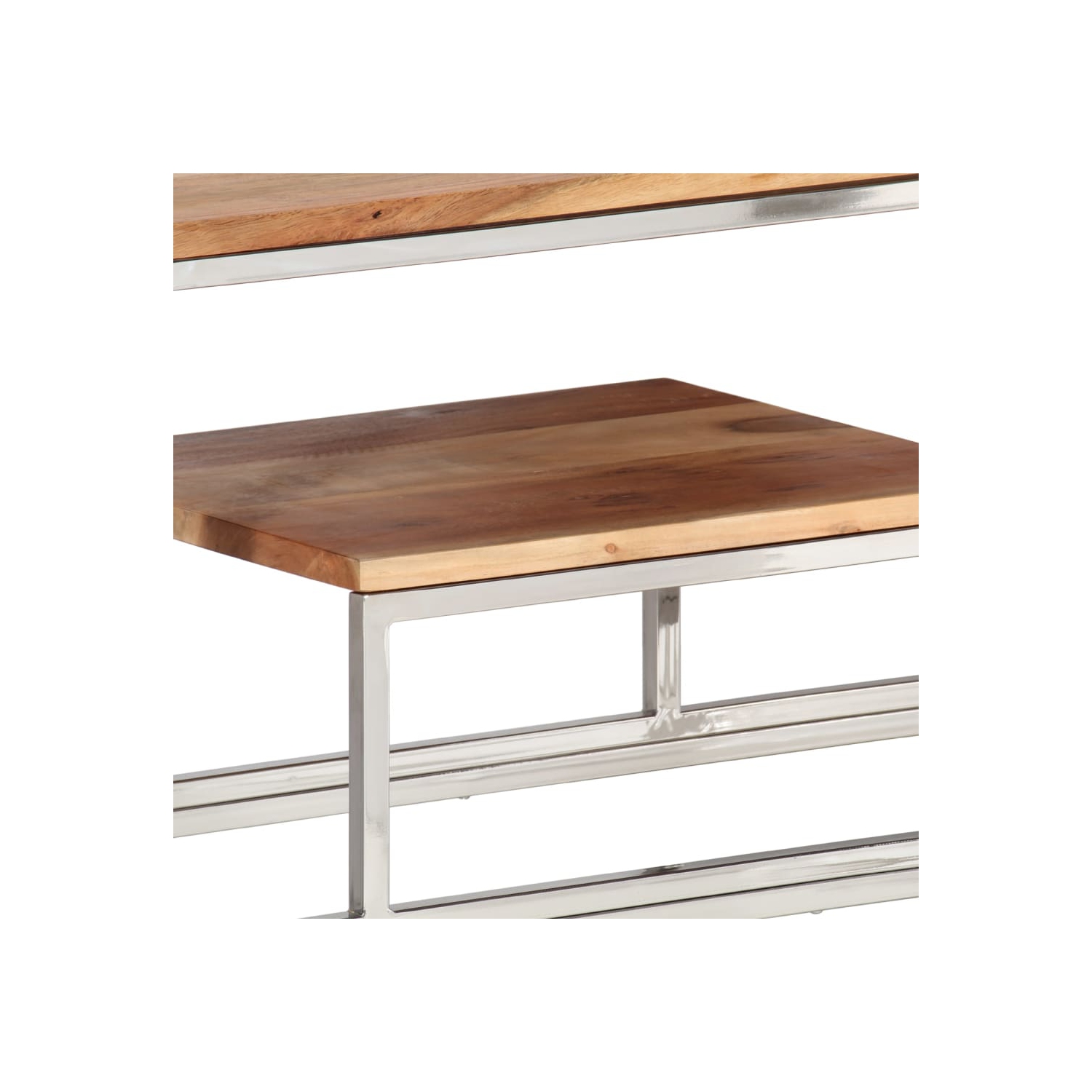 vidaXL Console Table Silver Stainless Steel and Solid Acacia Wood