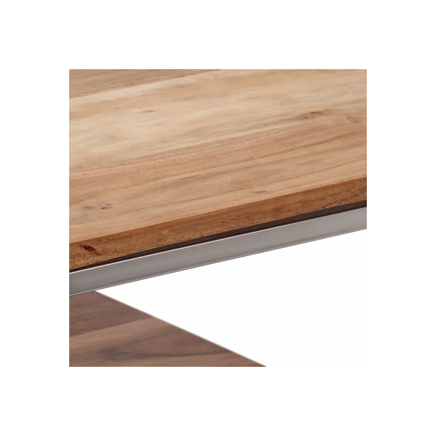 vidaXL Console Table Silver Stainless Steel and Solid Acacia Wood