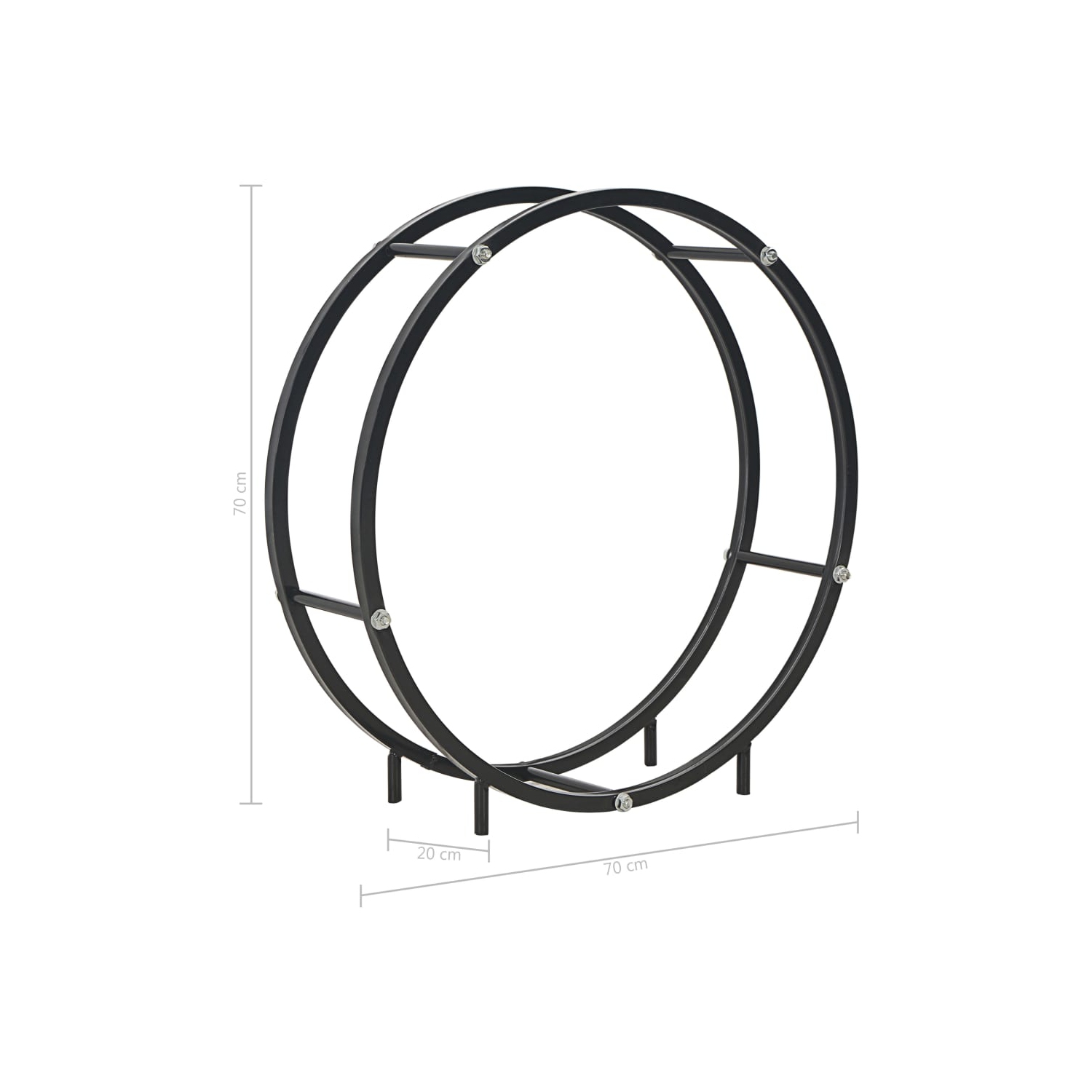 vidaXL Firewood Rack Black 70x20x70 cm Steel