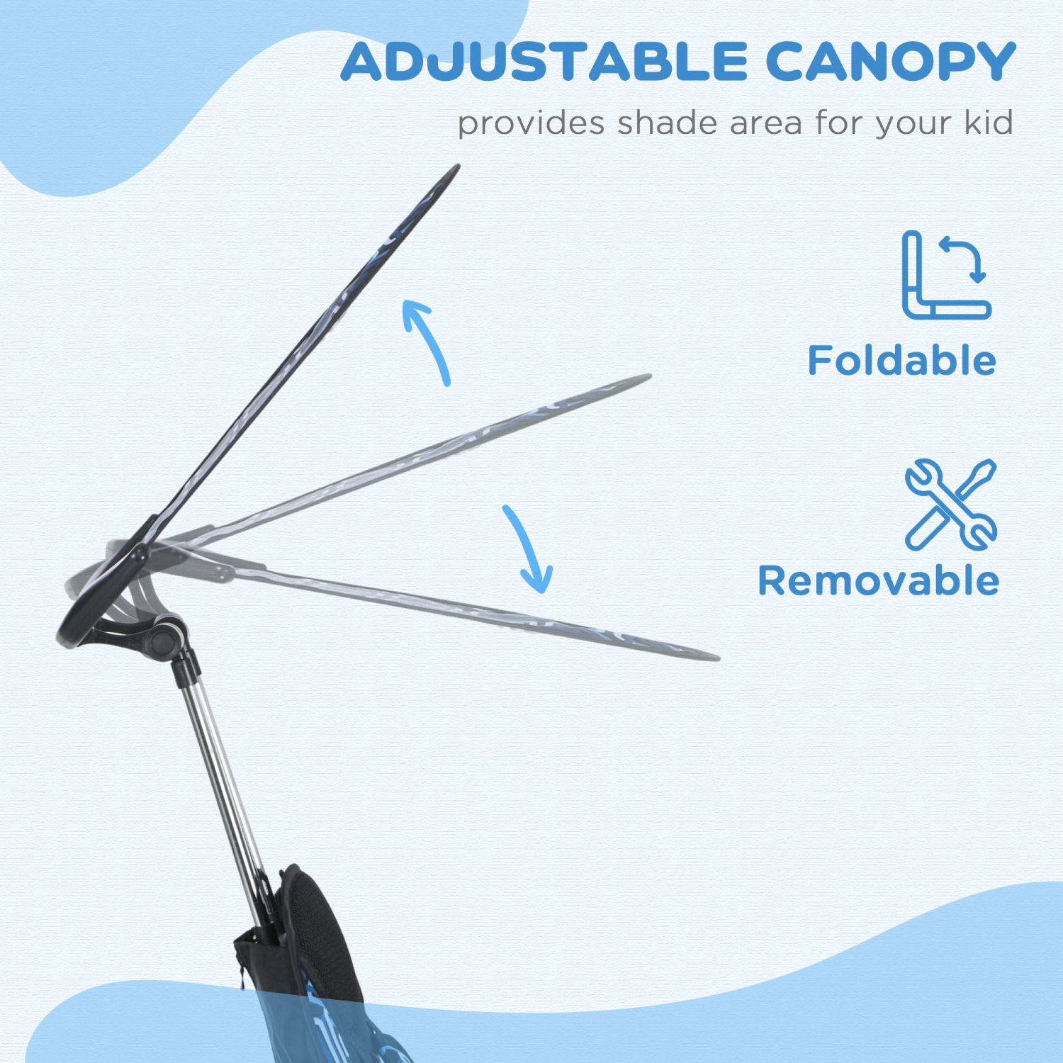 Tricycle pour enfants Qaba, poussette 6-en-1 avec guidon amovible, barrière de sécurité et harnais à 5 points, auvent, panier de rangement, pour