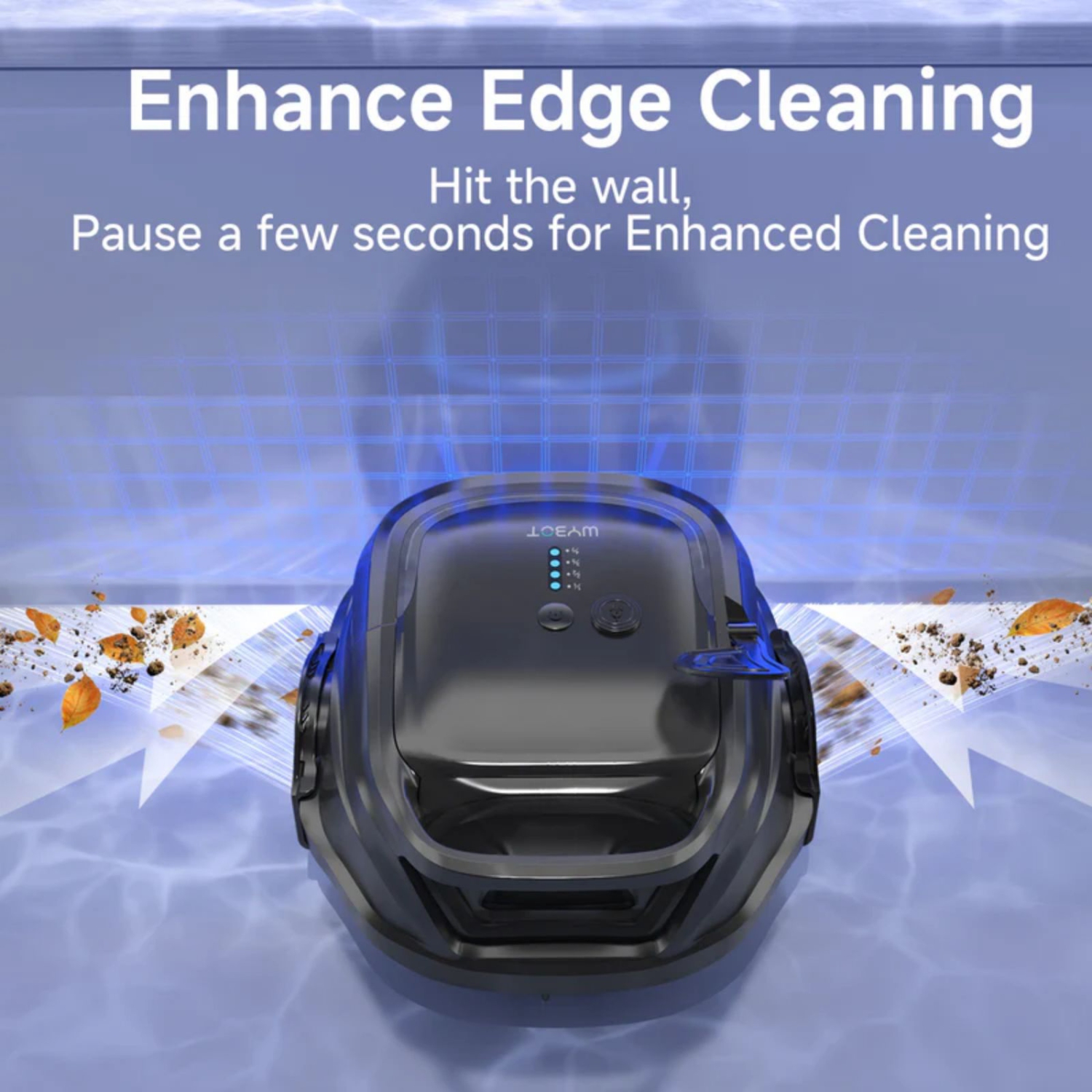 WYBOT A1 Cordless Robotic Pool Vacuum Cleaner with 120-Min Runtime for In/Above Ground up to 1100 sq. ft, 2.5 H Fast Charging, Double Filters, 4