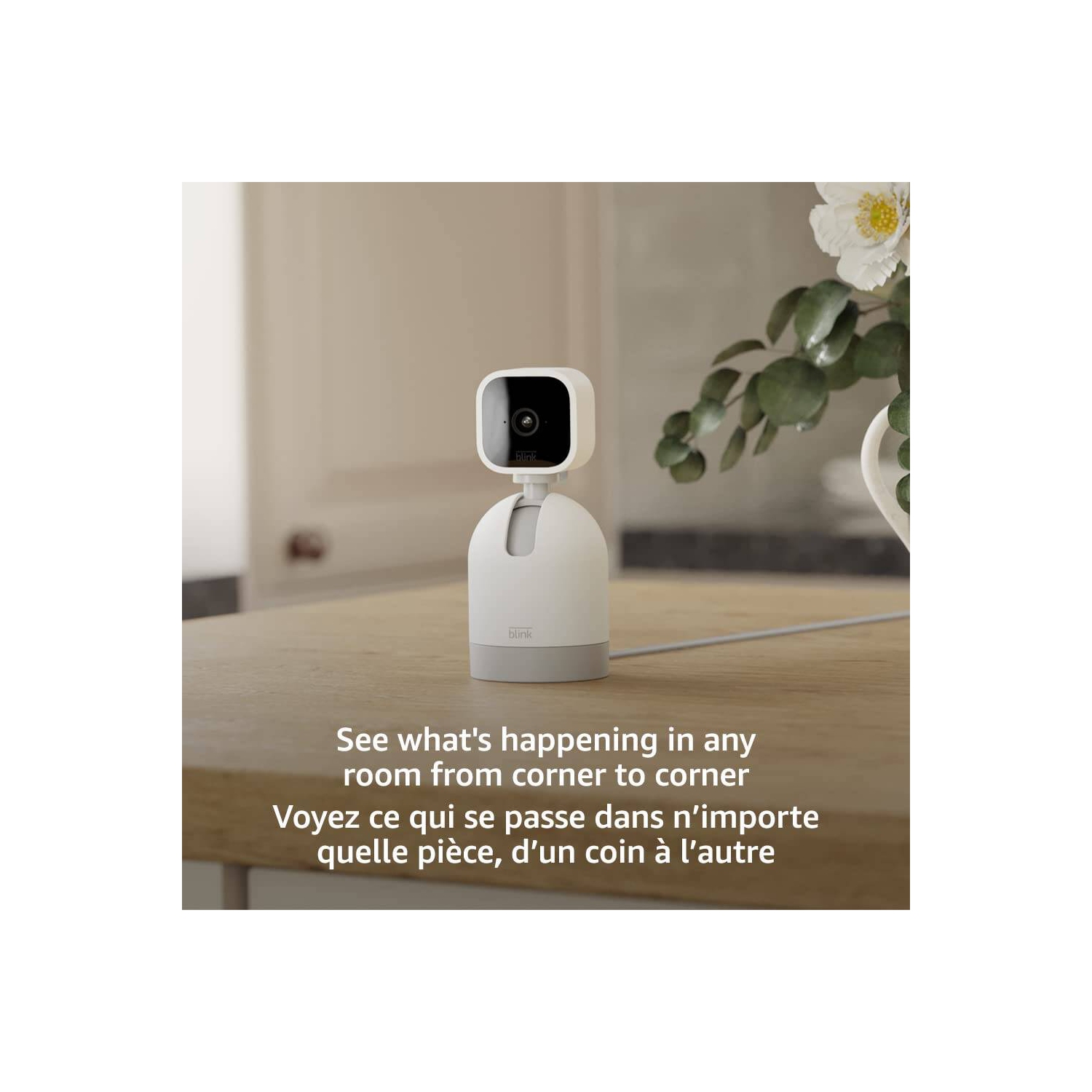 Caméra inclinable | caméra de sécurité intelligente d'intérieur pivotante, vidéo HD, détection de mouvement, audio bidirectionnel, compatible avec