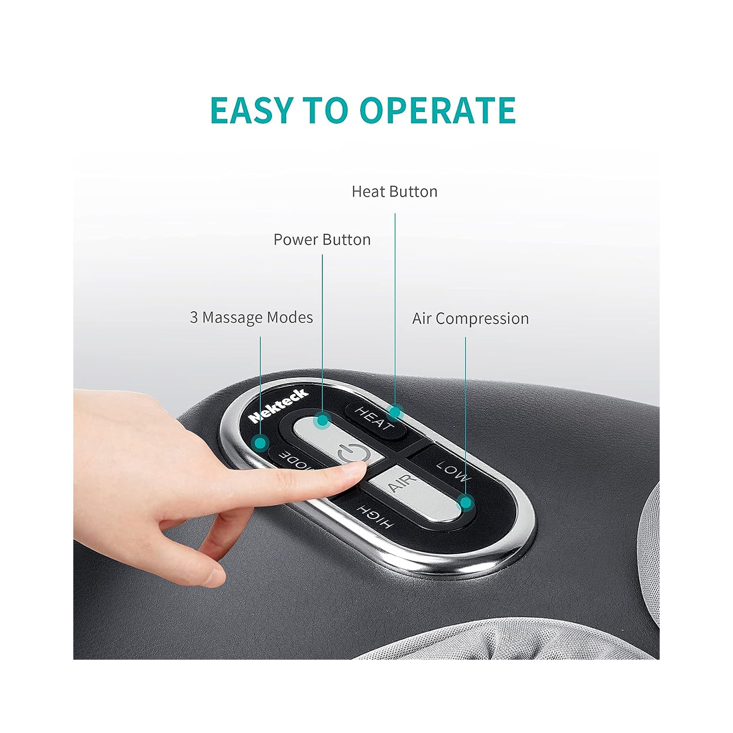 Appareil de massage shiatsu pour les pieds de Nekteck avec chaleur, pétrissage en profondeur avec compression d'air, amélioration de la circulation