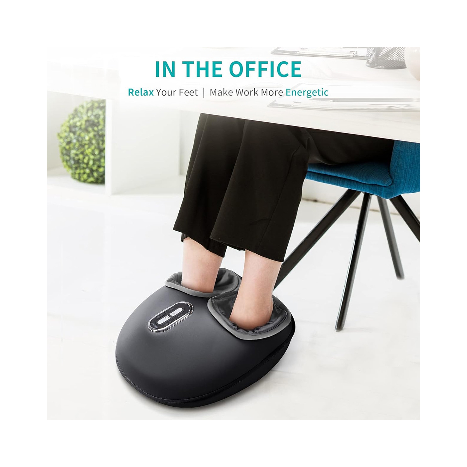 Appareil de massage shiatsu pour les pieds de Nekteck avec chaleur, pétrissage en profondeur avec compression d'air, amélioration de la circulation