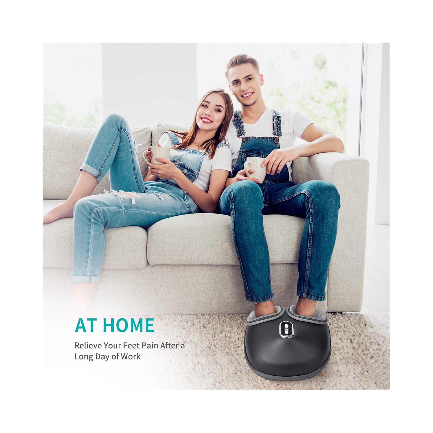 Appareil de massage shiatsu pour les pieds de Nekteck avec chaleur, pétrissage en profondeur avec compression d'air, amélioration de la circulation