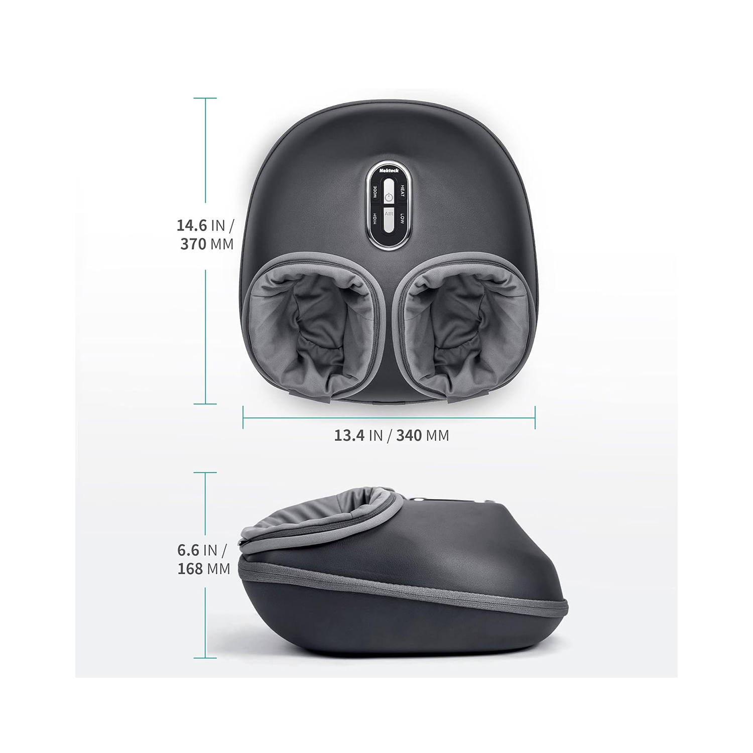 Appareil de massage shiatsu pour les pieds de Nekteck avec chaleur, pétrissage en profondeur avec compression d'air, amélioration de la circulation