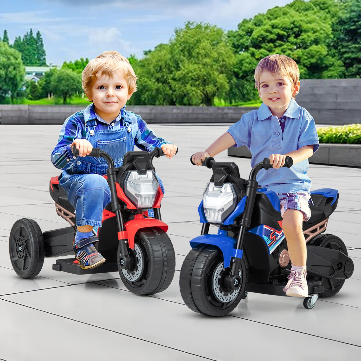 Gymax 2-in-1 Kids Electric Motorcycle w/ Detachable Training Wheels Headlight & Horn