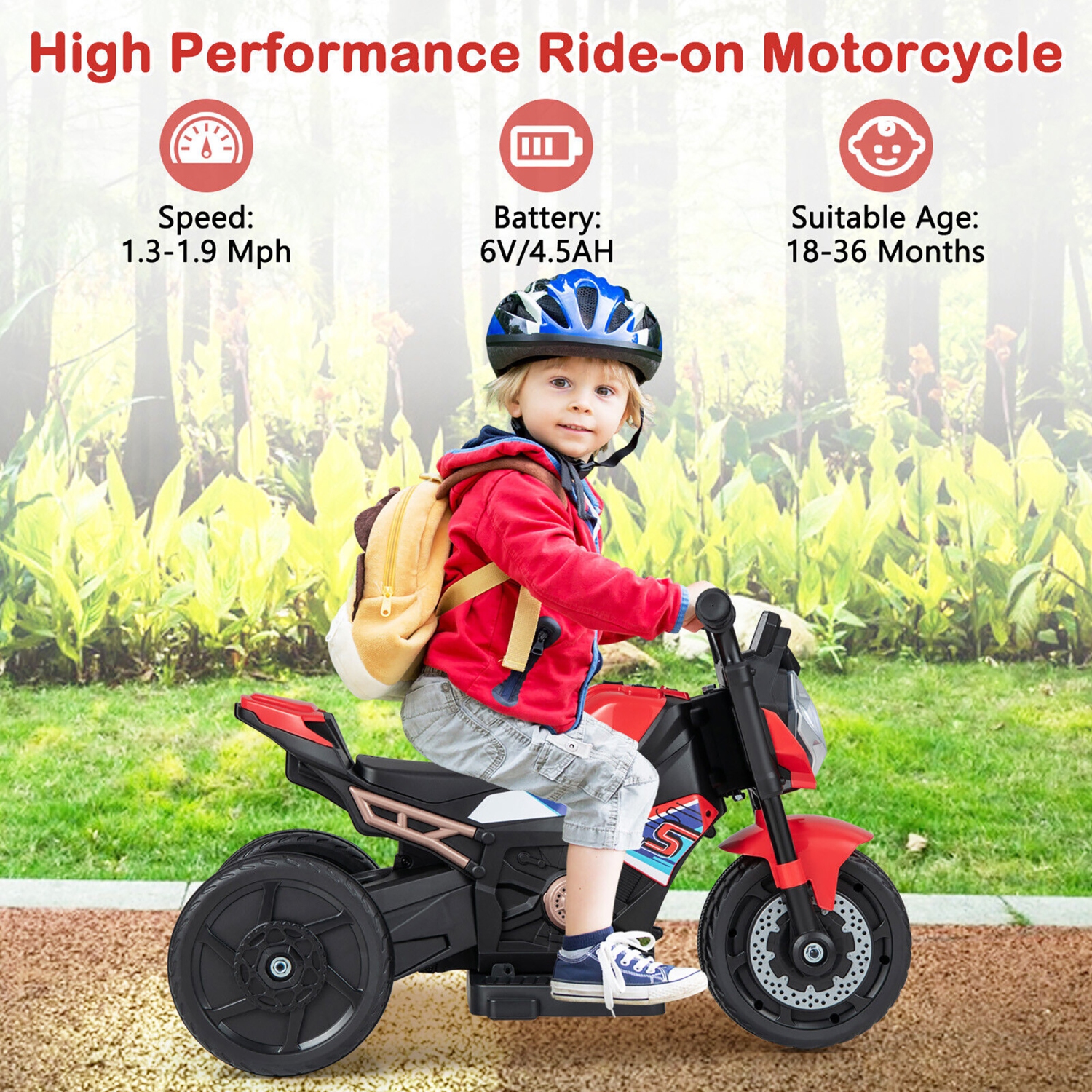 Gymax 2-in-1 Kids Electric Motorcycle w/ Detachable Training Wheels Headlight & Horn
