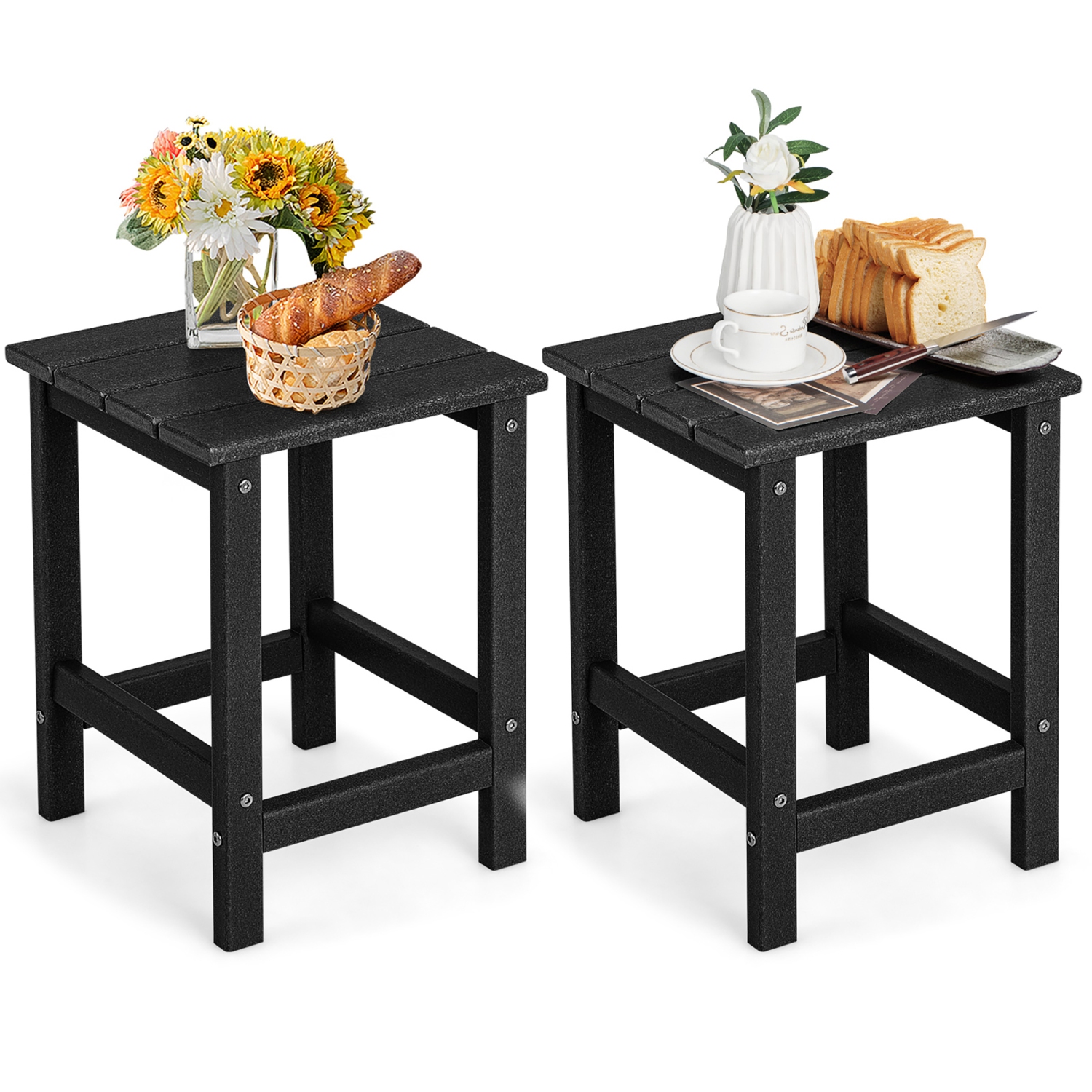 Gymax 2PCS 14'' Patio Adirondack Side Table HDPE Square Weather Resistant Garden
