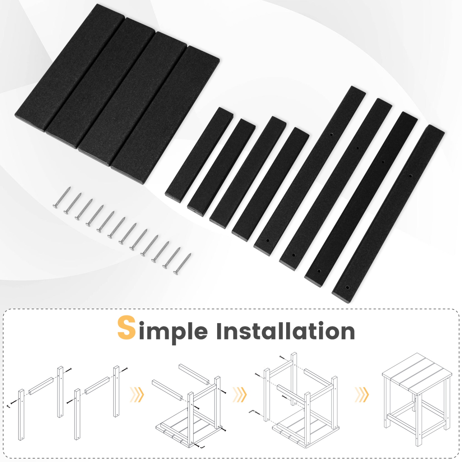Gymax 2PCS 14'' Patio Adirondack Side Table HDPE Square Weather Resistant Garden