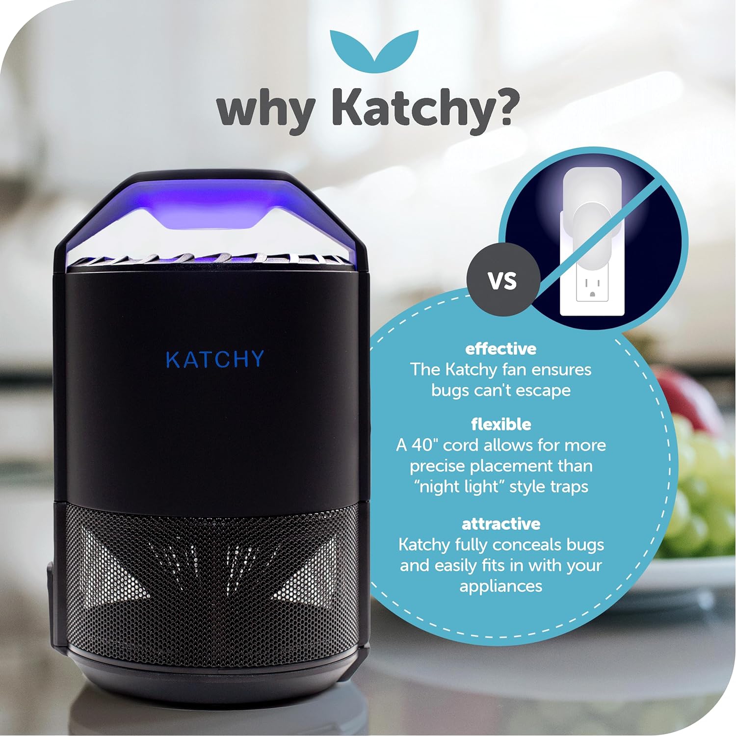 Katchy Indoor Insect Trap - Catcher & Killer for Mosquitos, Gnats, Moths, Fruit Flies