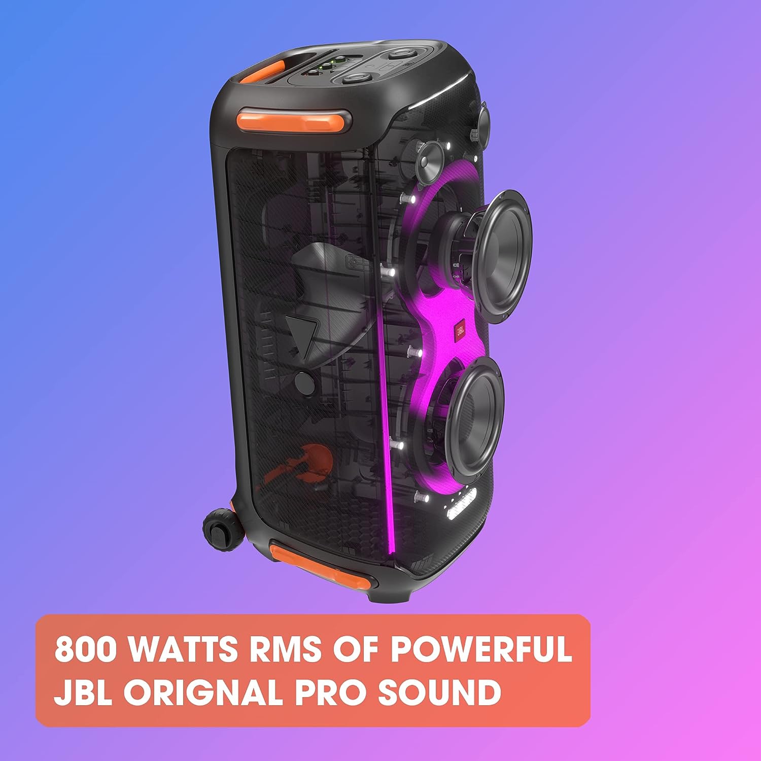 Haut-parleur de fête PartyBox 710 de JBL avec son puissant, lumières intégrées et basses profondes, résistance aux éclaboussures IPX4, connectivité