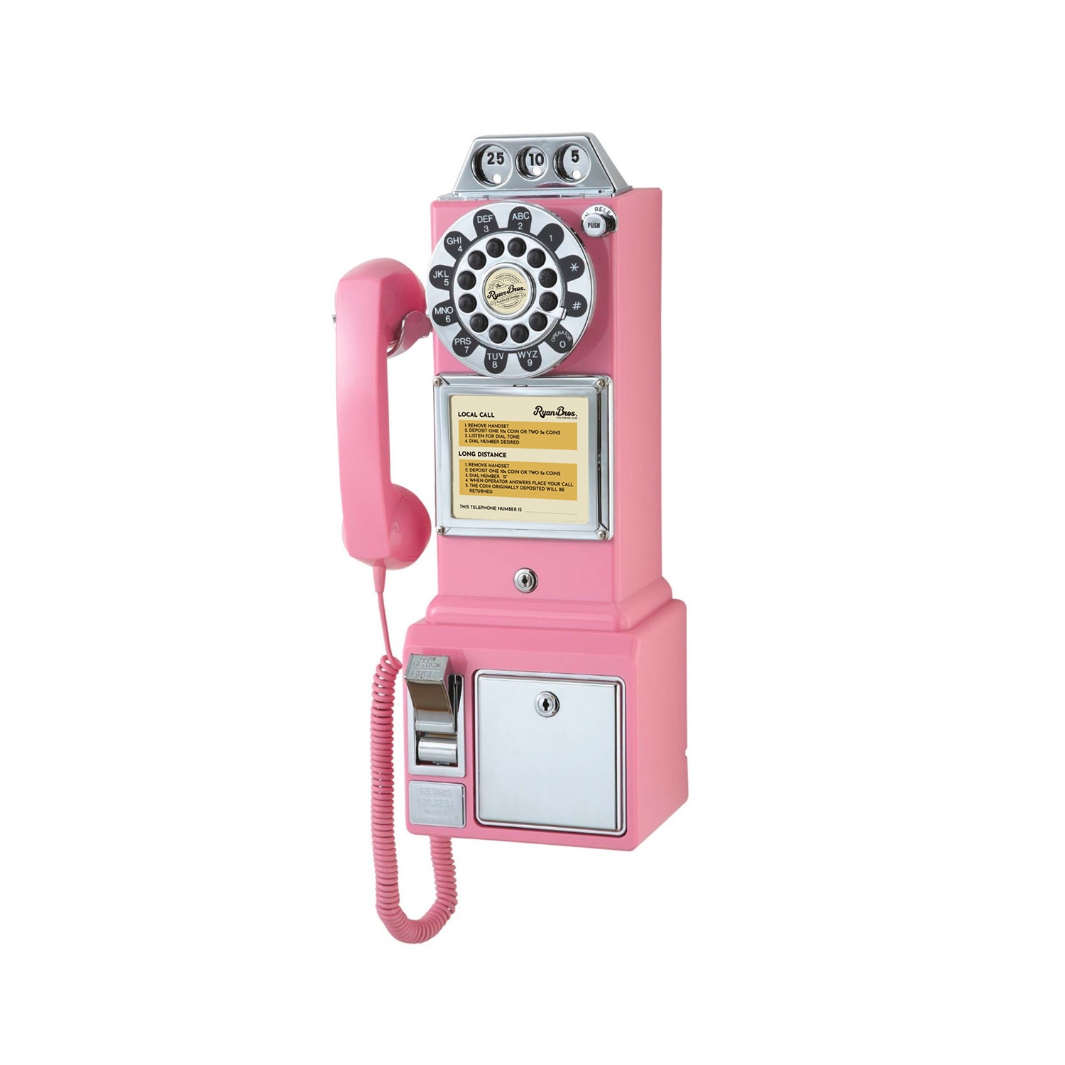 Ryan Bros Payphone rétro des années 1950 avec tirelire