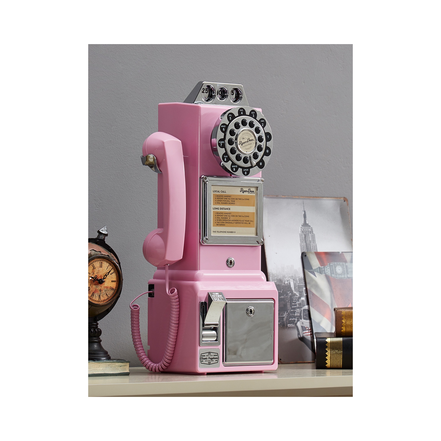 Ryan Bros Payphone rétro des années 1950 avec tirelire