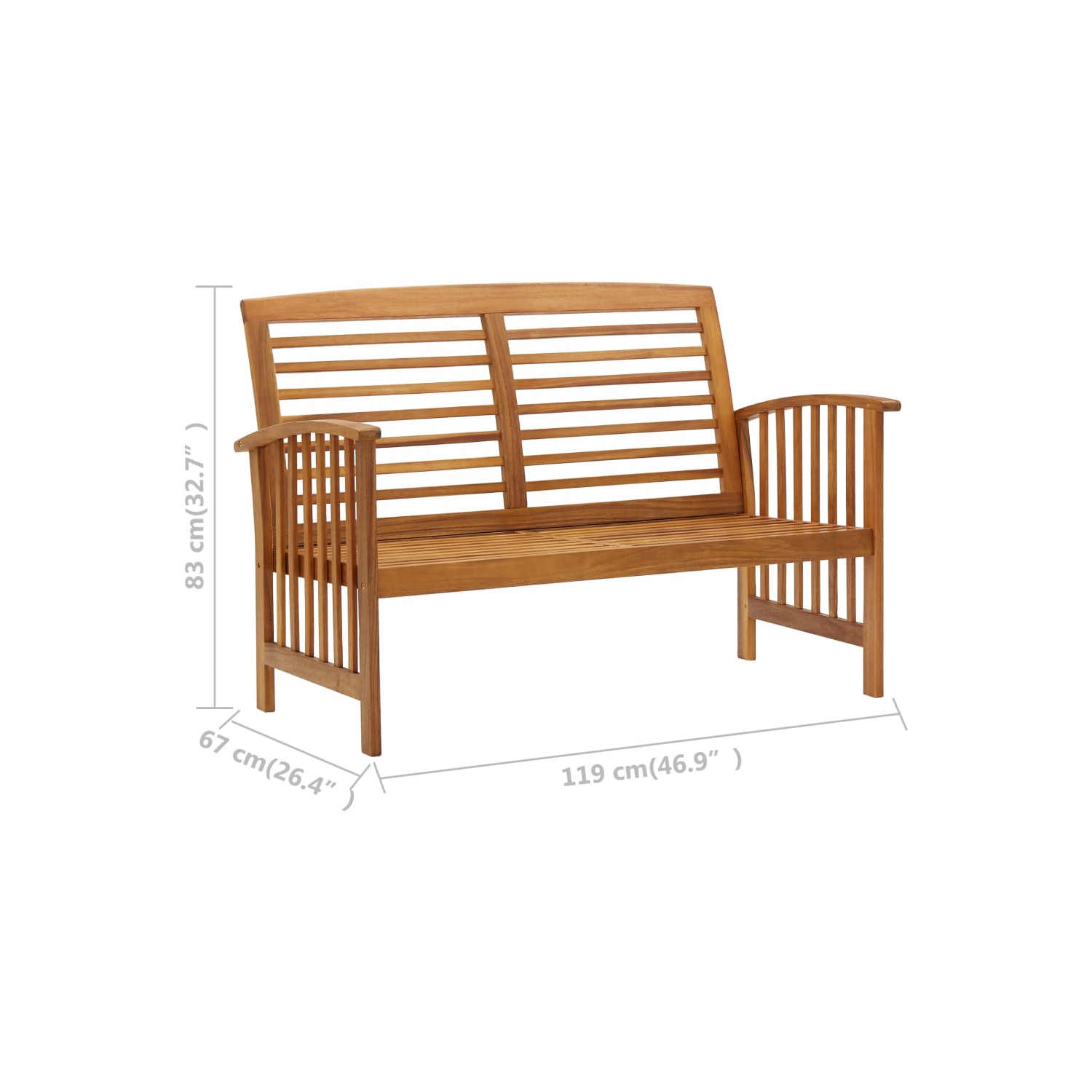 vidaXL 3 Piece Patio Lounge Set Solid Acacia Wood