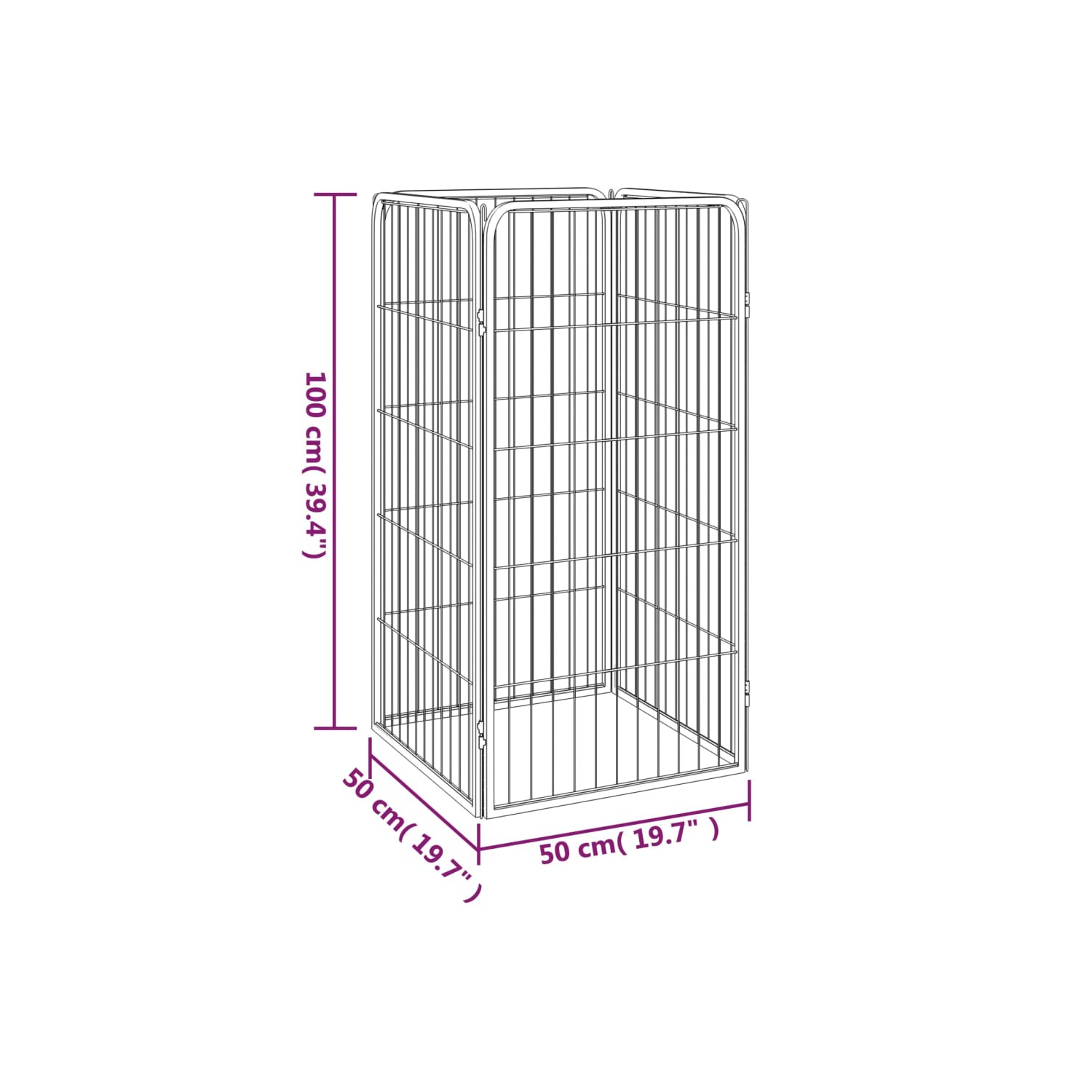 vidaXL Dog Playpen 4 Panels Black 50x100 cm Powder-coated Steel
