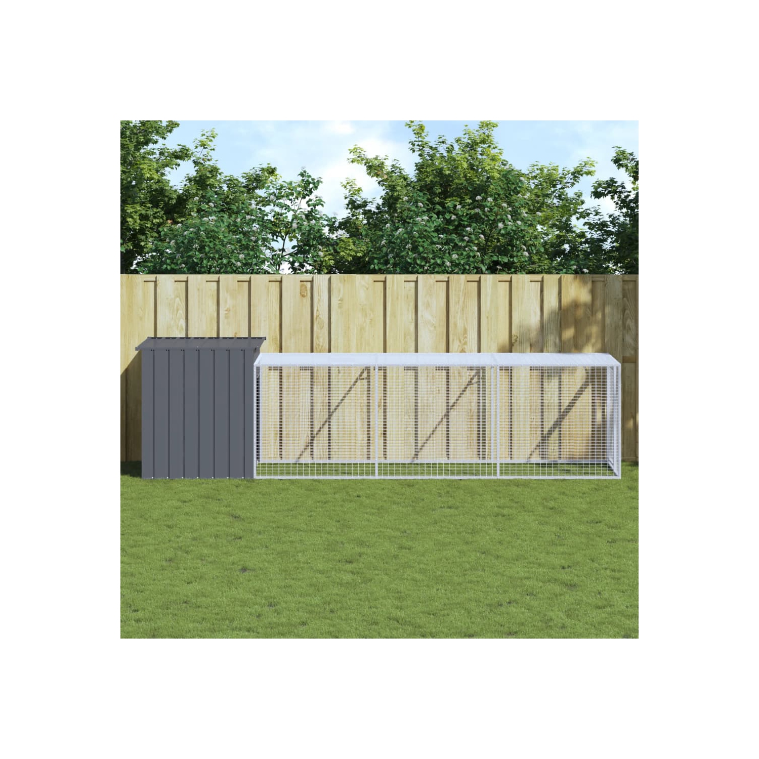 Cage de poulet vidaXL avec acier galvanisé Run Anthracite 110x405x110&nbsp;cm