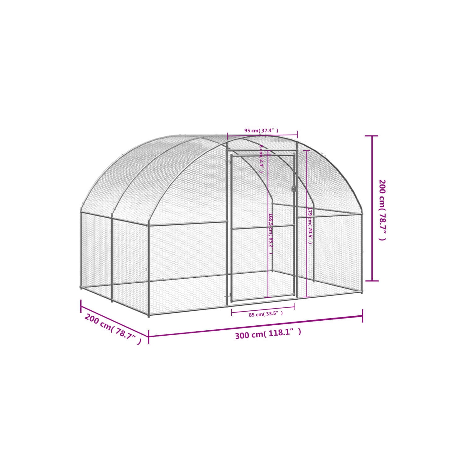 vidaXL Outdoor Chicken Coop 3x2x2 m Galvanised Steel