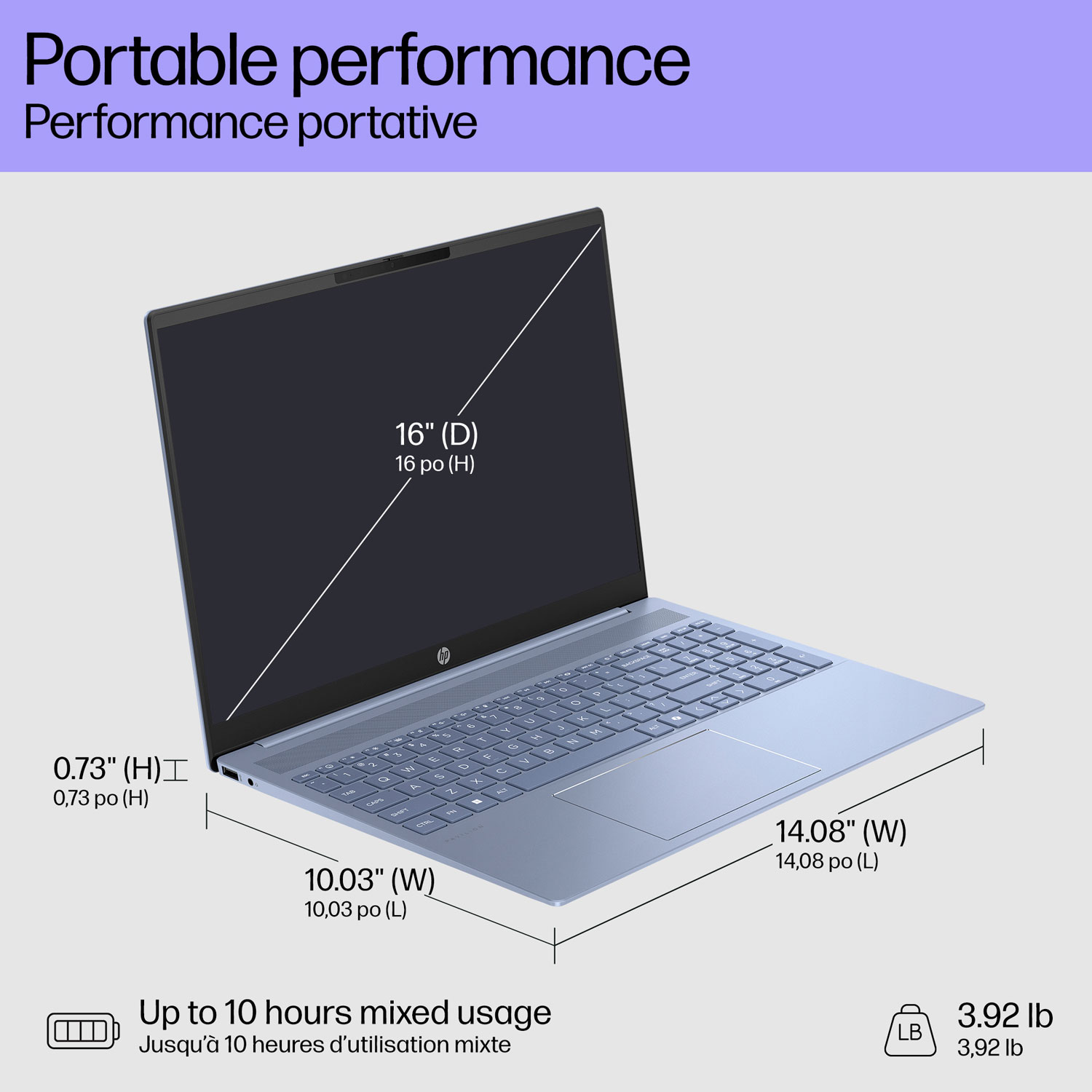 HP Pavilion 16" Laptop - Sky Blue