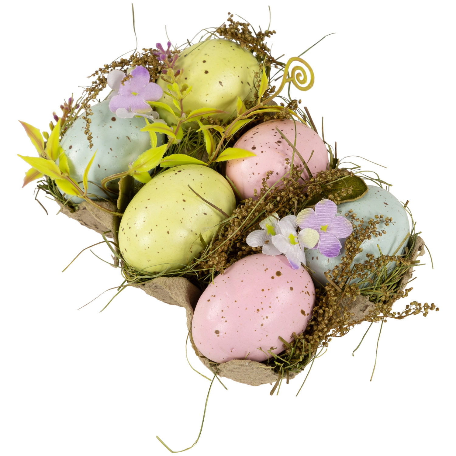 Speckled Easter Eggs with Carton Decoration - 6" - Set of 6