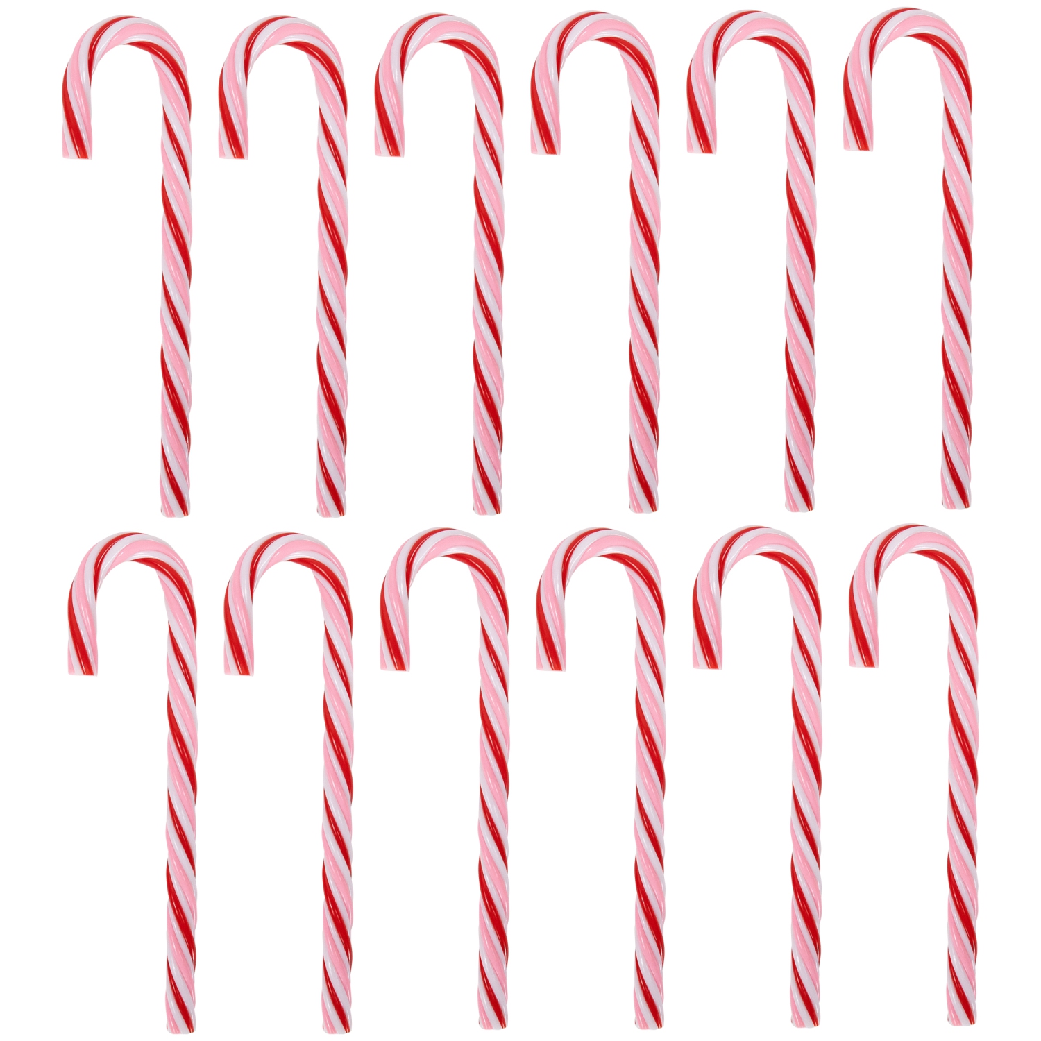 Peppermint Candy Cane Christmas Ornaments - 7" - Red and White - 12 ct