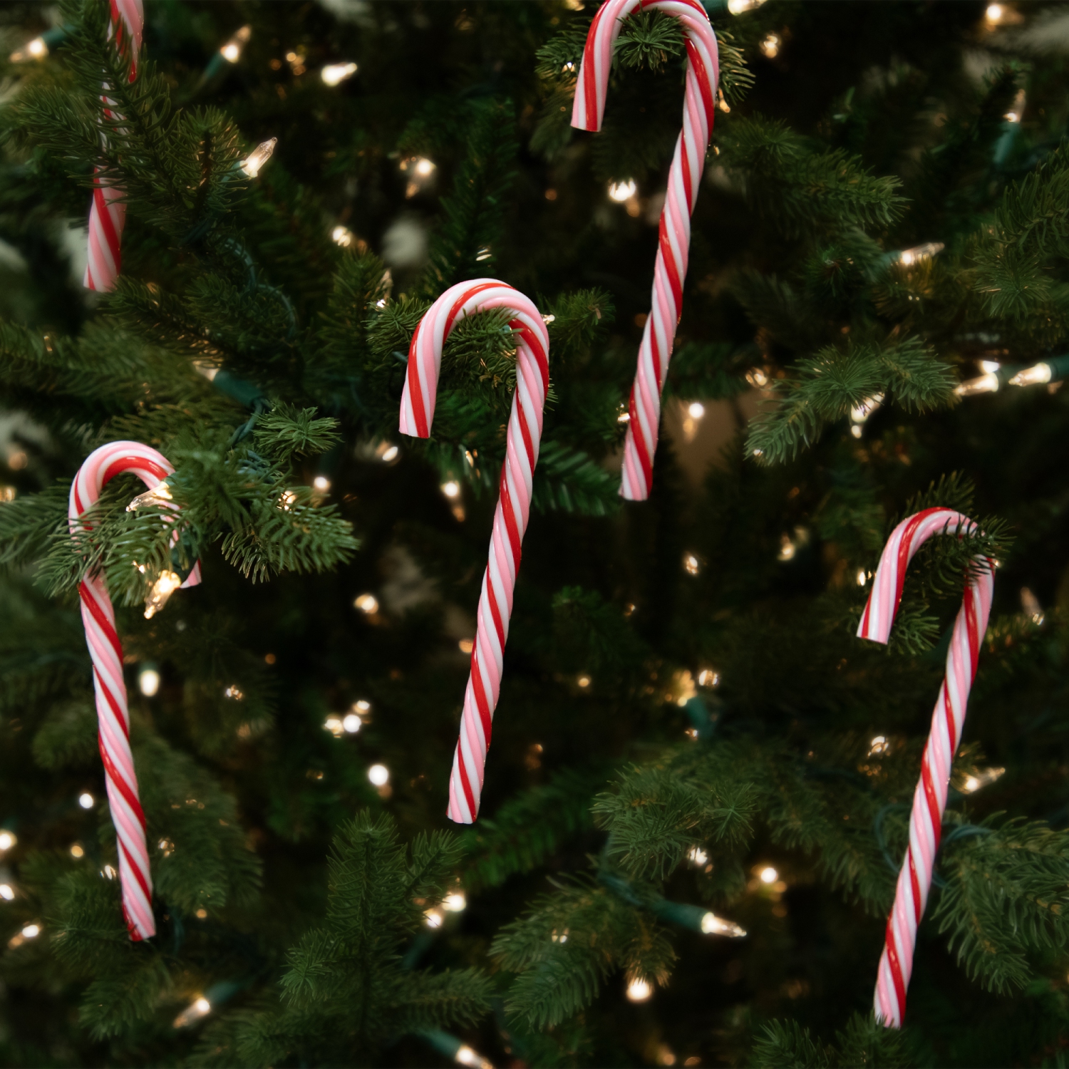 Peppermint Candy Cane Christmas Ornaments - 7" - Red and White - 12 ct
