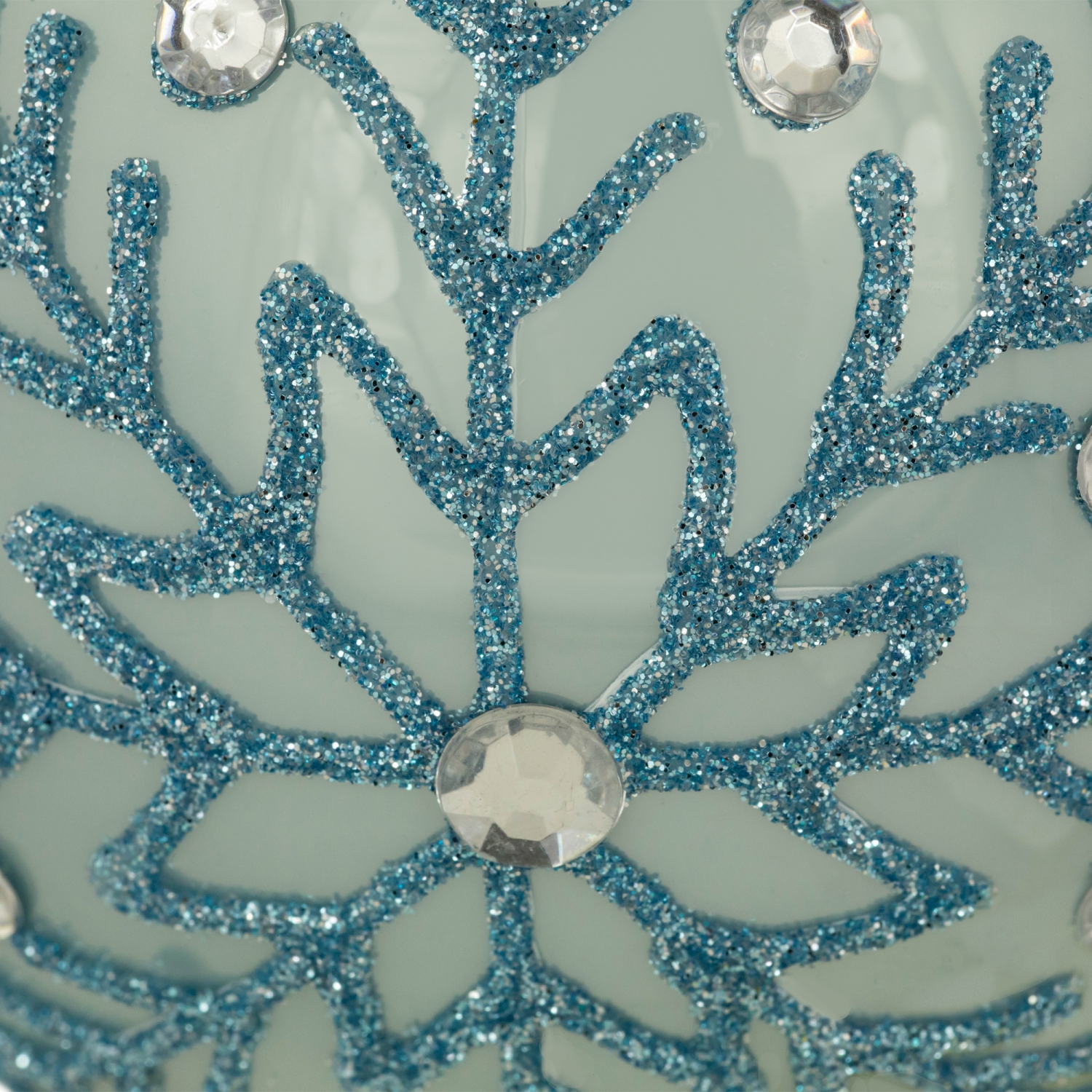 Glittered and Jeweled Snowflake Christmas Glass Ball Ornaments - 4" - Ice Blue