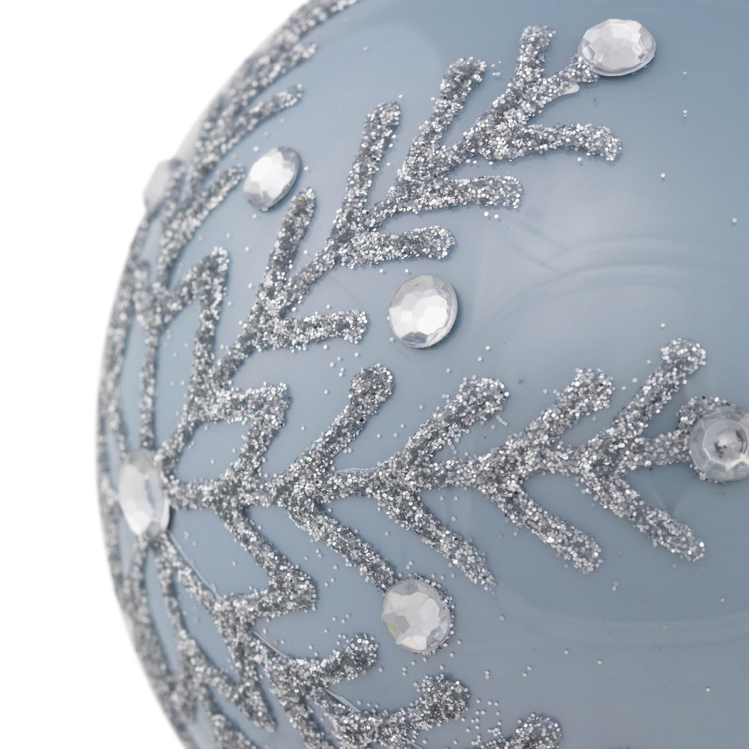 Jeweled Glitter Snowflakes Christmas Glass Ball Ornaments - 4" - French Blue - Set of 2