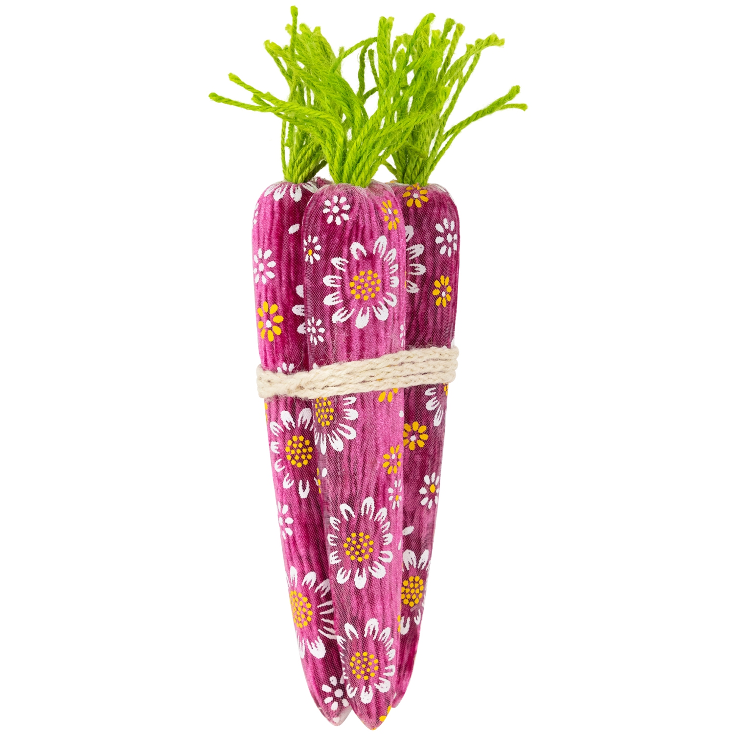 Bundled Floral Easter Carrots Decoration - 10.25"