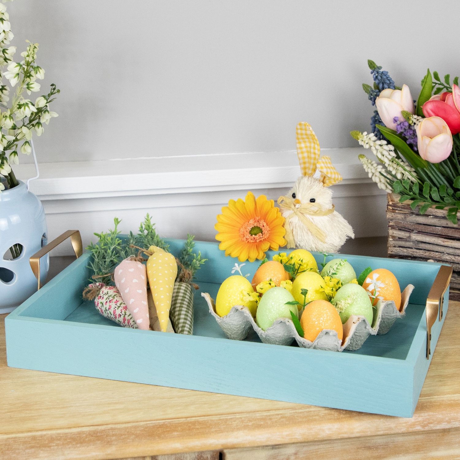 Glittered Easter Eggs with Carton Decoration - 6.25" - Set of 9