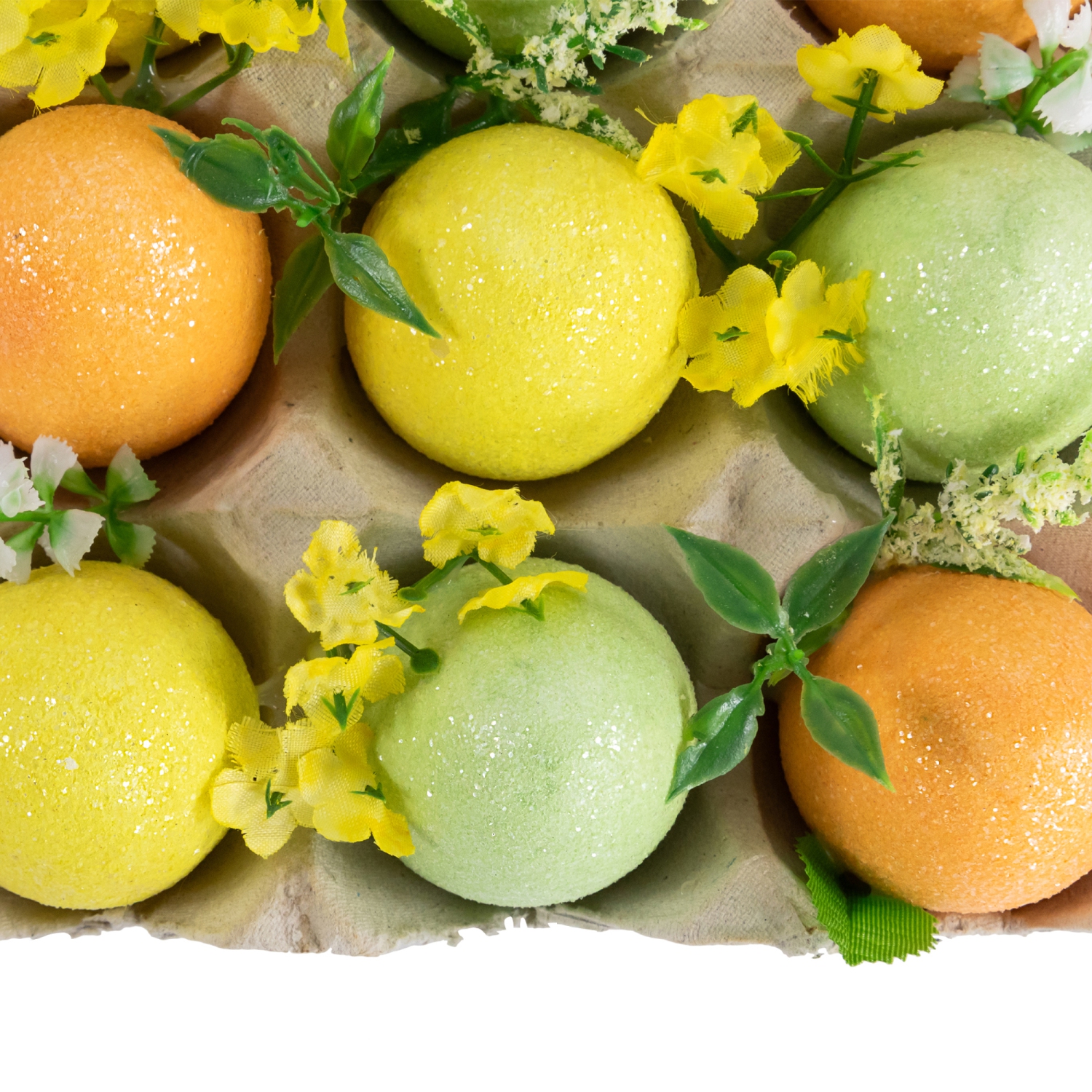 Glittered Easter Eggs with Carton Decoration - 6.25" - Set of 9