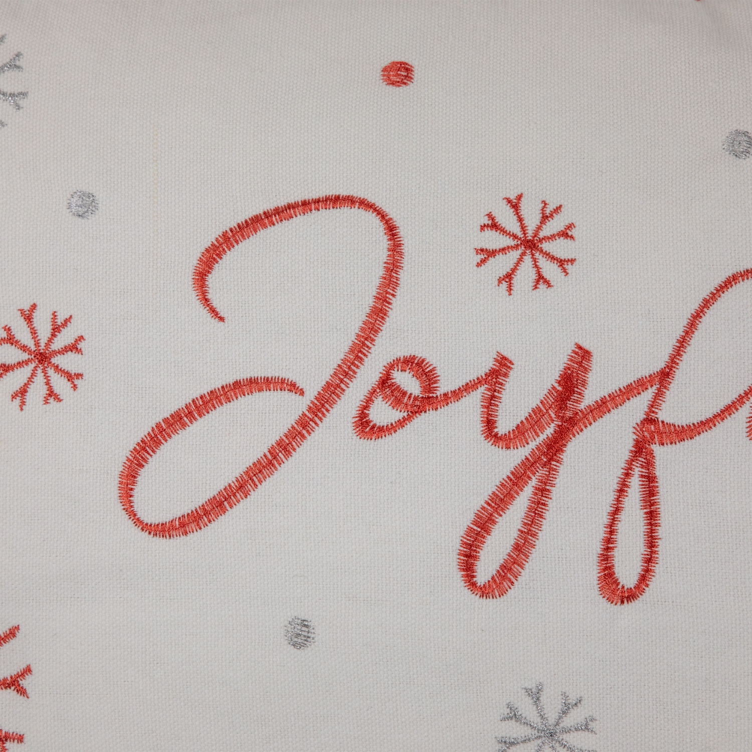 Coussin décoratif rectangulaire « Joyful » brodé - 19 po - Rouge et blanc