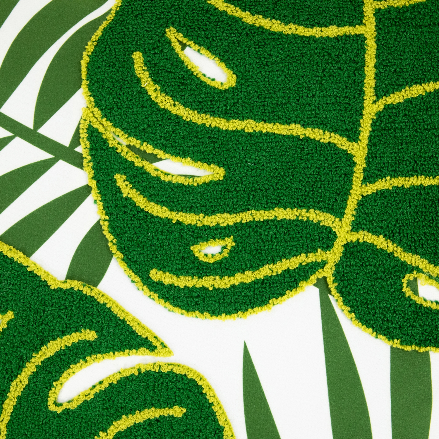 Coussin décoratif avec feuilles de palmier tropical - 16 po - Vert et blanc