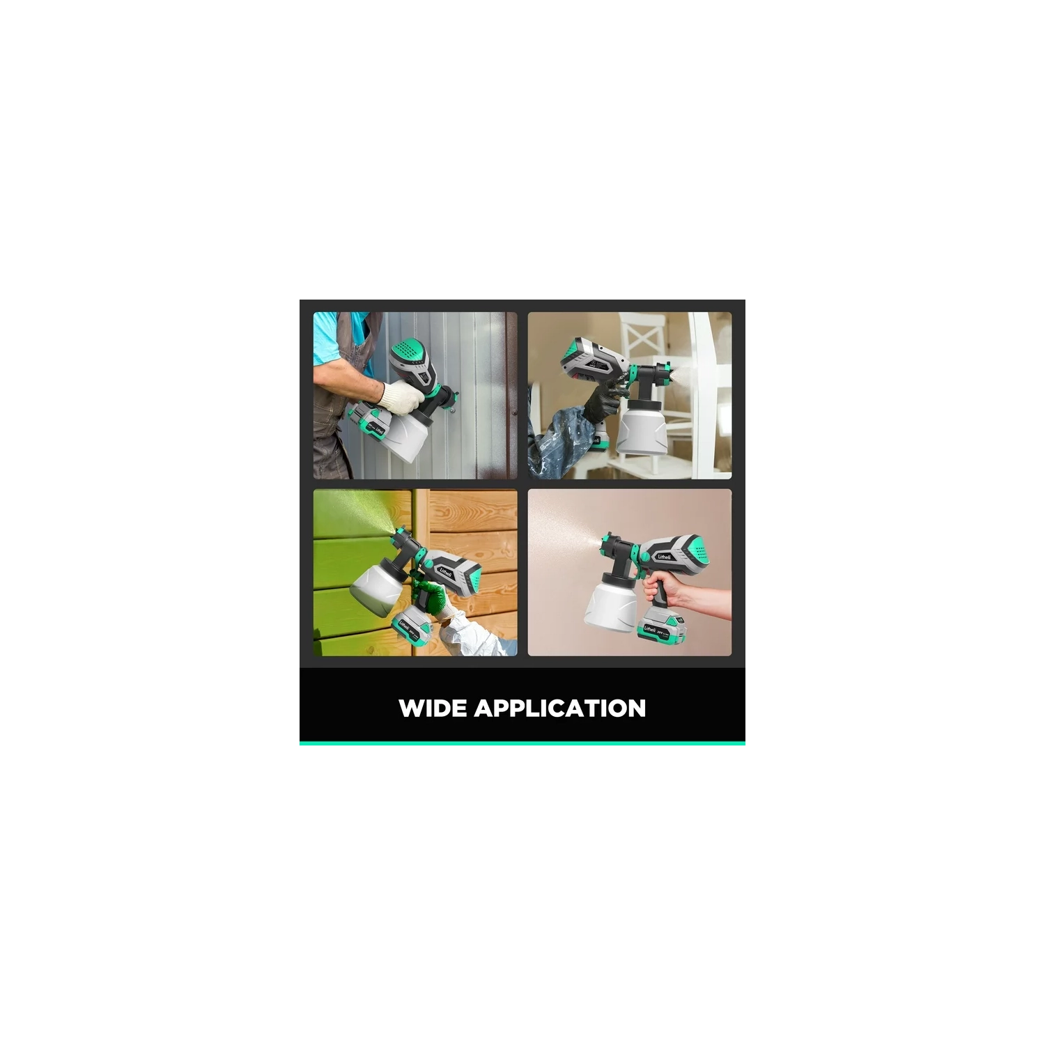 Litheli 20V Cordless Paint Sprayer Gun, HVLP Paint Sprayers Battery Powered Paint Gun with 4.0 Ah Battery & Charger