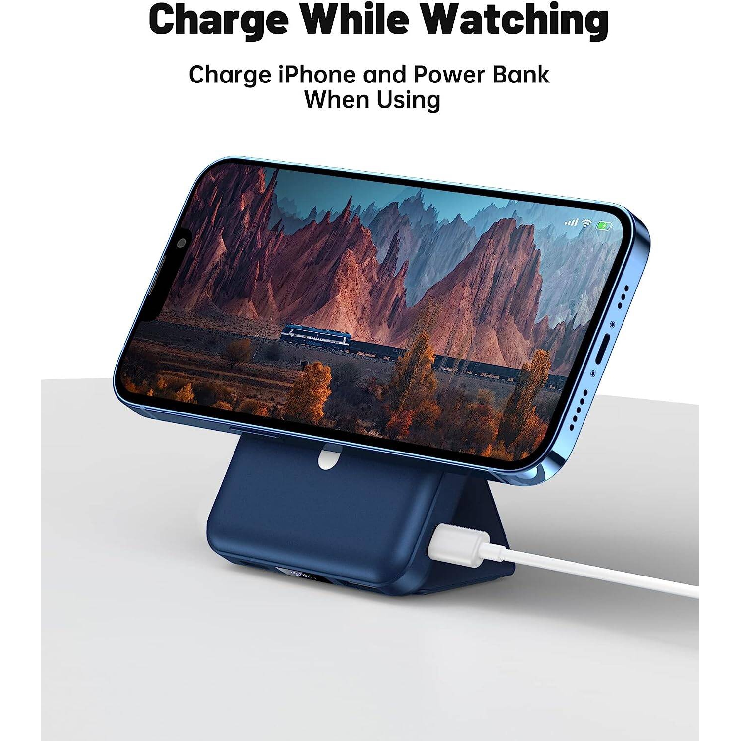 Chargeur portatif sans fil magnétique, chargeur portable 22,5&nbsp;W PD, batterie 10000&nbsp;mAh pliable avec écran DEL, recharge rapide pour iPhone