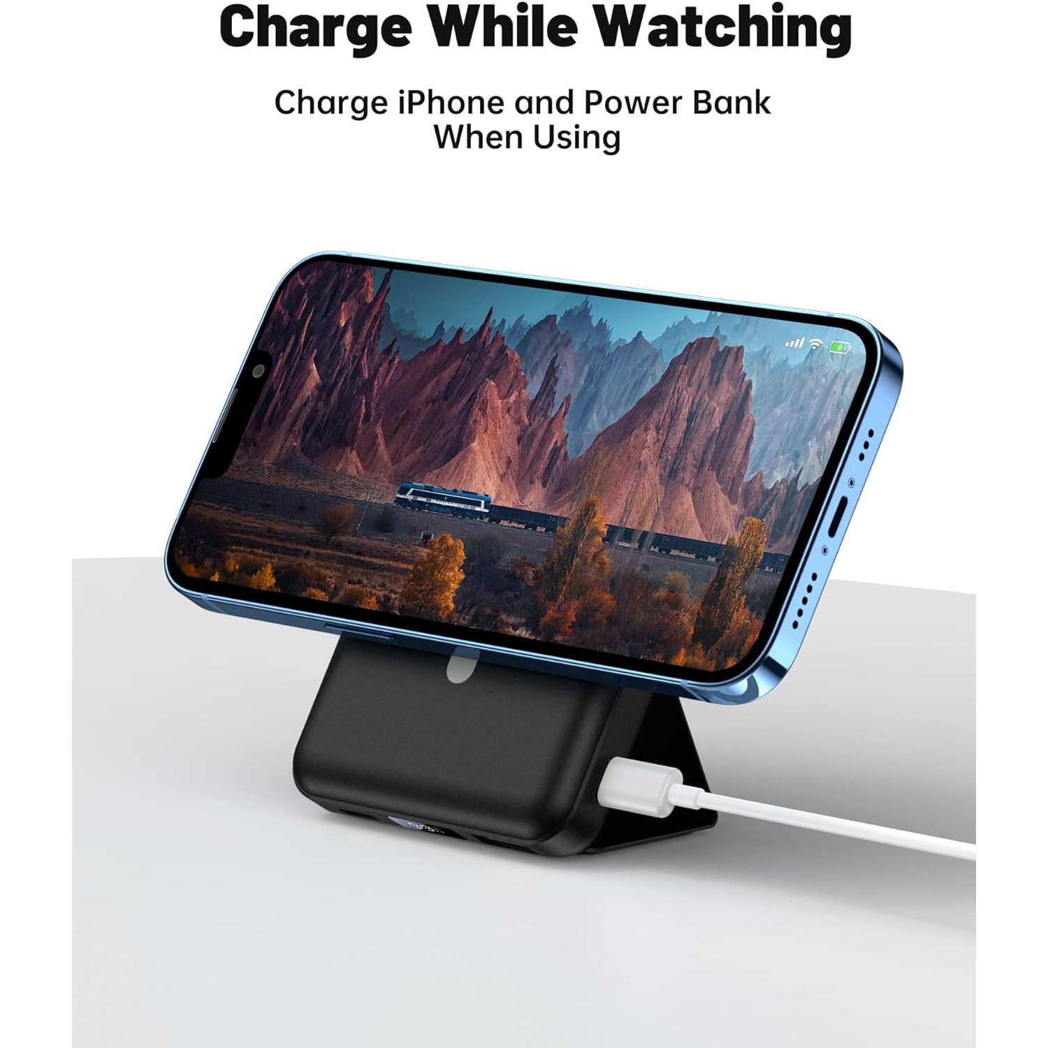 Chargeur portatif sans fil magnétique, chargeur portable 22,5&nbsp;W PD, batterie 10000&nbsp;mAh pliable avec écran DEL, recharge rapide pour iPhone