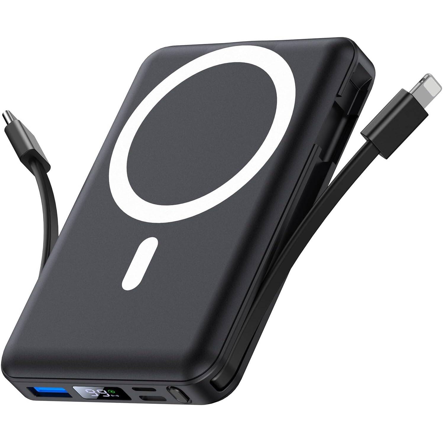 Chargeur portable magnétique sans fil, chargeur portatif 10000&nbsp;mAh, recharge rapide 22,5&nbsp;W PD avec écran DEL, batterie magnétique pour