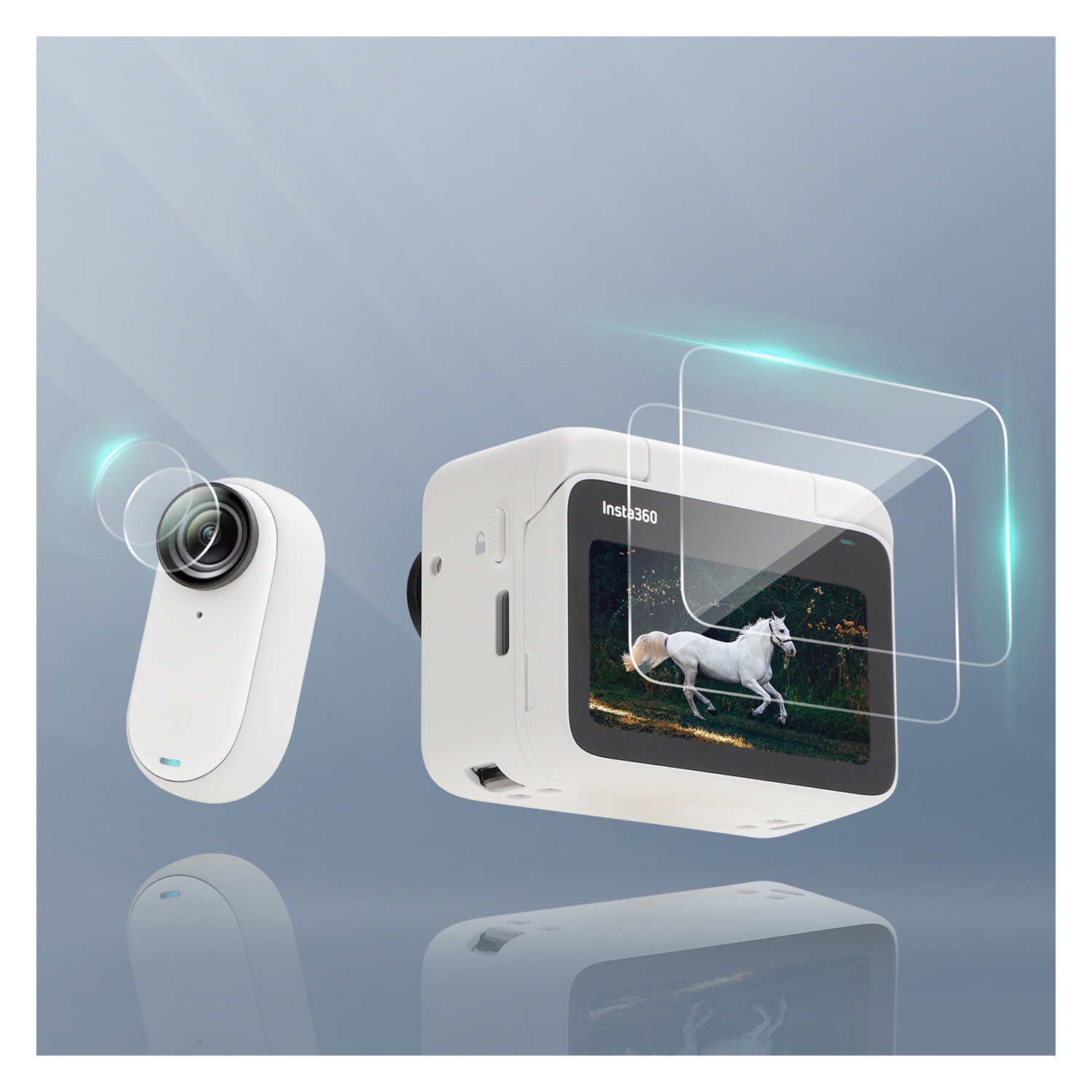 Ensemble de 2 protecteurs d'écran en verre trempé et de lentilles d'Ultimaxx compatible avec Insta360 GO3