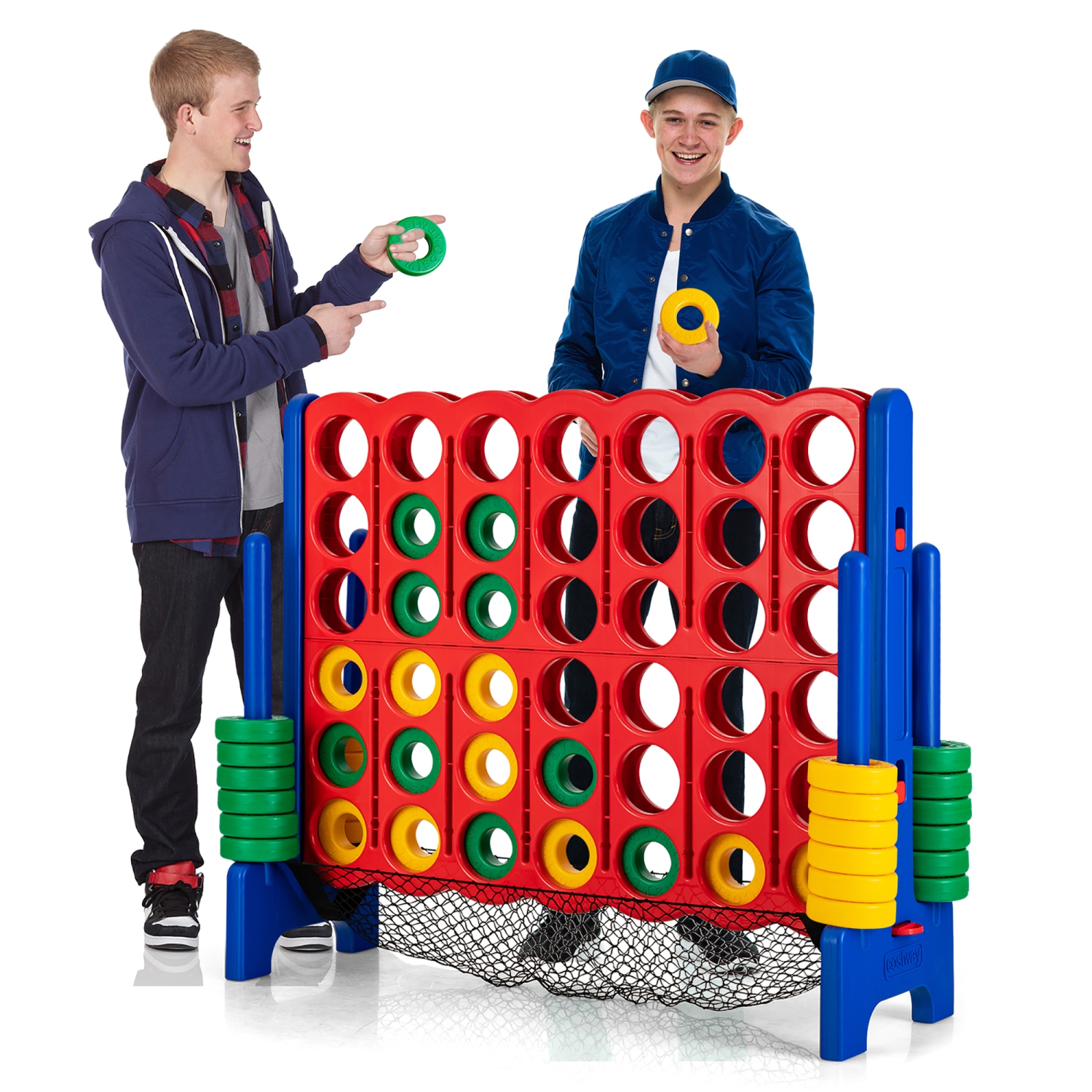 Jeu géant 4 To-score de Costway jeu Connect 4-en-1 avec espace de rangement pour enfants et adultes