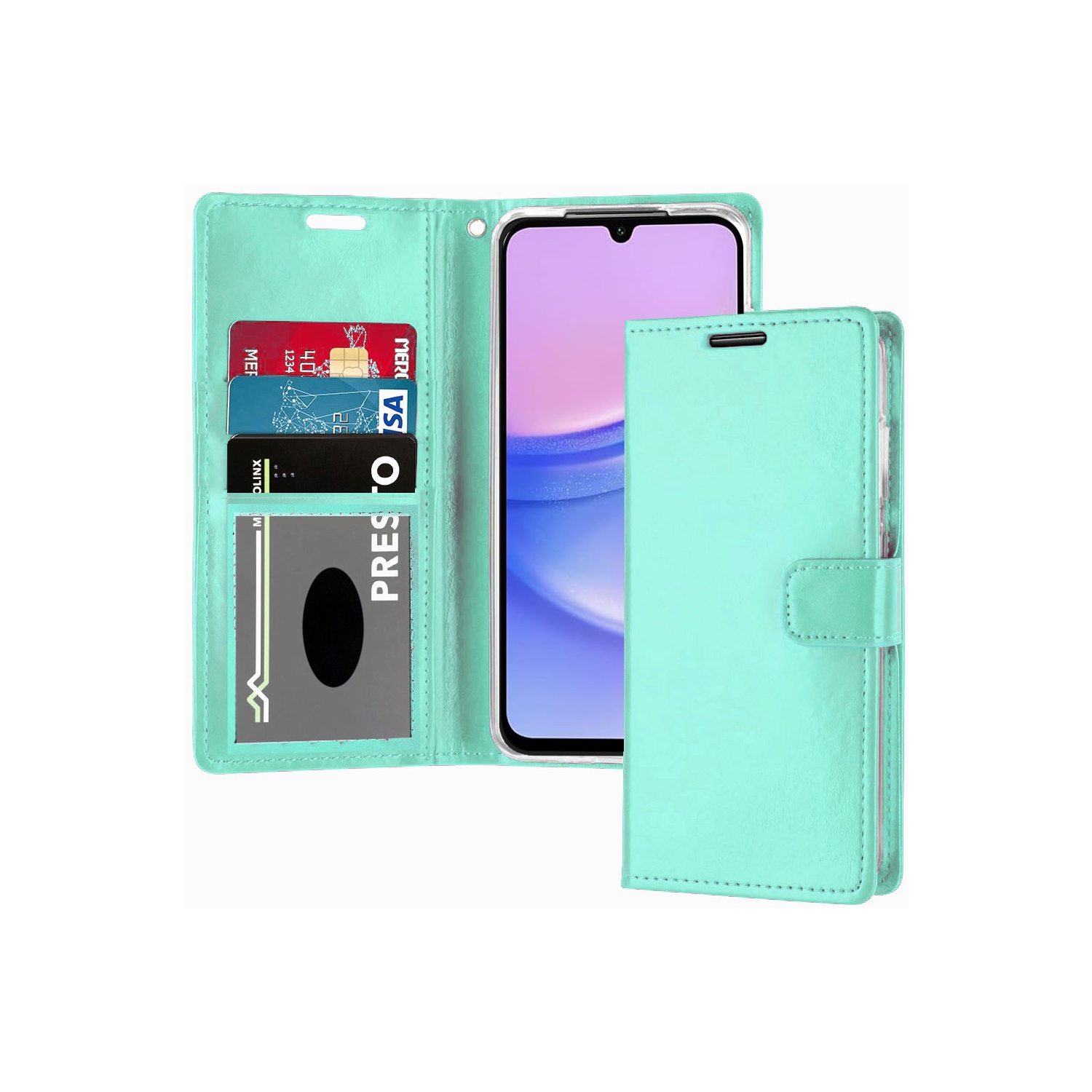 XCRS – Étui portefeuille en cuir pu à rabat avec fente pour carte, dragonne avec dragonne et support à angles multiples pour Samsung Galaxy A15 5G