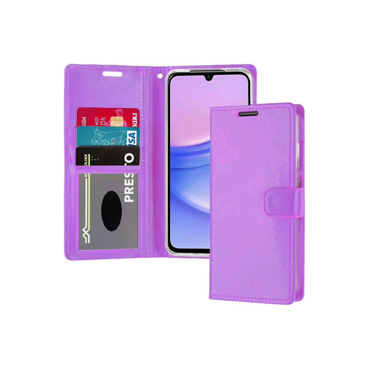 XCRS – Étui portefeuille en cuir pu à rabat avec fente pour carte, dragonne avec dragonne et support à angles multiples pour Samsung Galaxy A15 5G