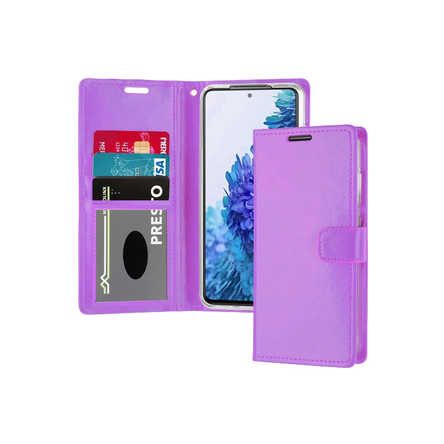 XCRS PU Leather Flip Pouch Wallet Case with Card Slot, Wristband Lanyard Multi-Angle View Stand for Samsung Galaxy A35 5G 6.6”