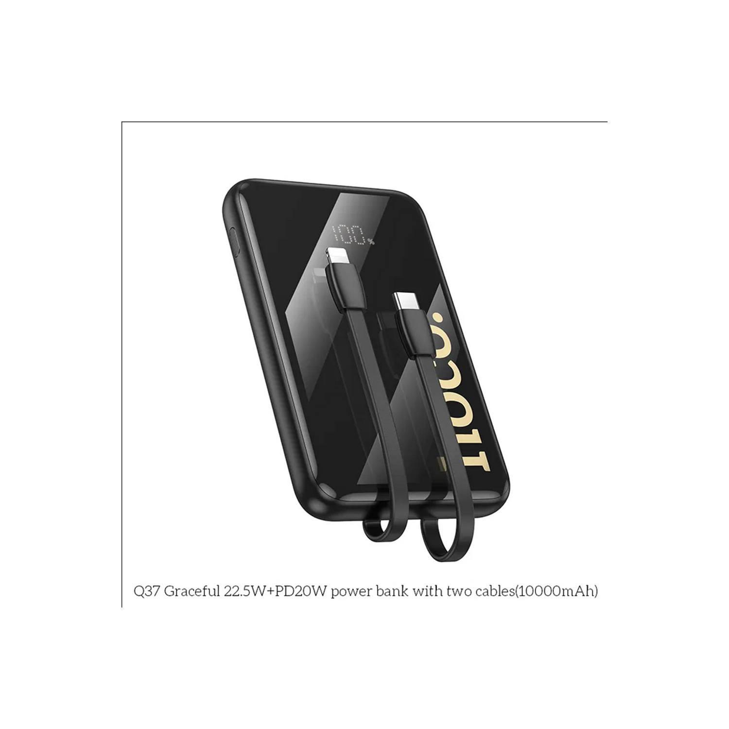 10000 mAh External Battery Charger Portable Power Bank with USB-C Lightning Cables for iPhone Samsung iPad Tablets