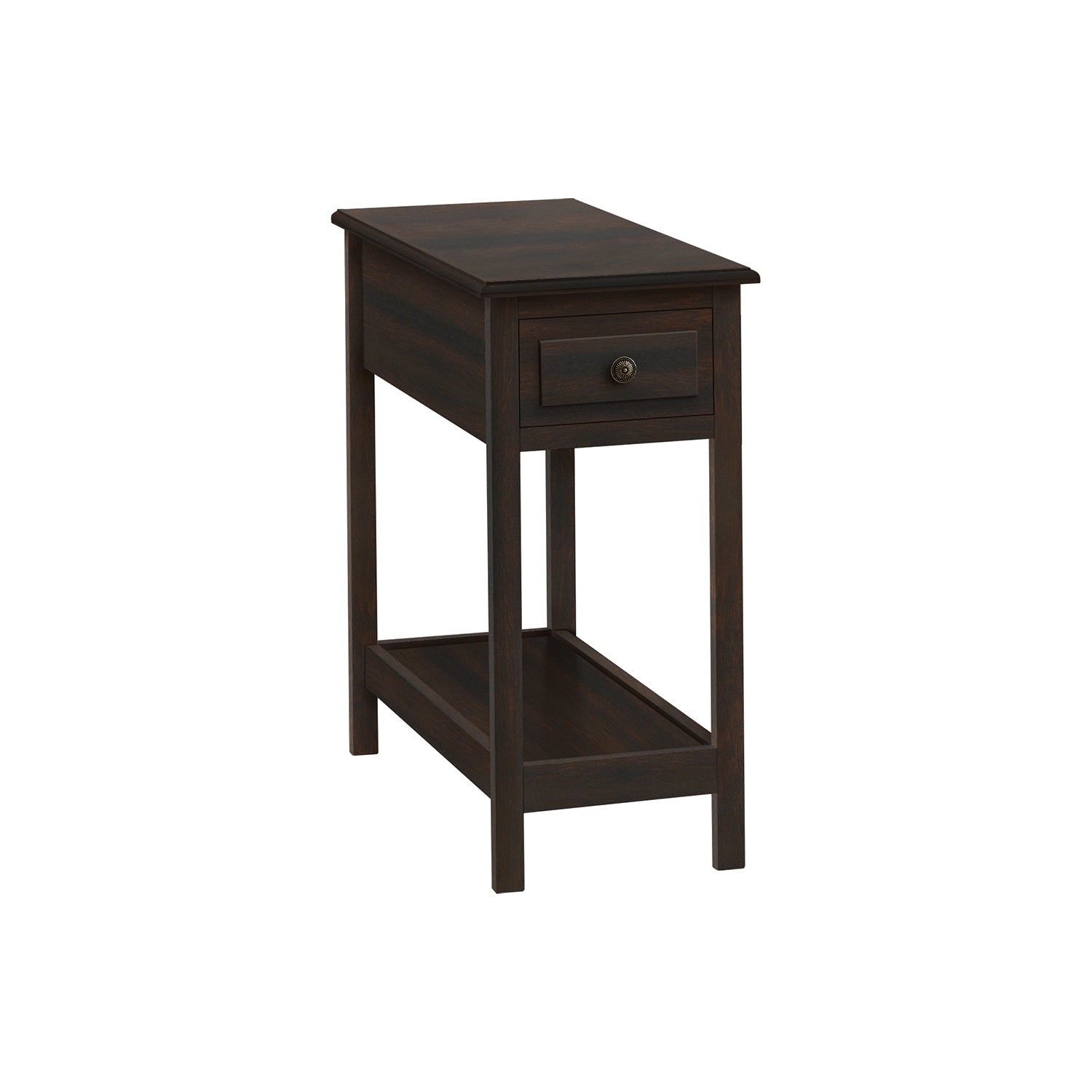Monarch Specialties I 3990 - Accent Table, 2 Tier, End, Side Table, Narrow, Nightstand, Bedroom, Storage Drawer, Lamp, Brown Veneer, Transitional