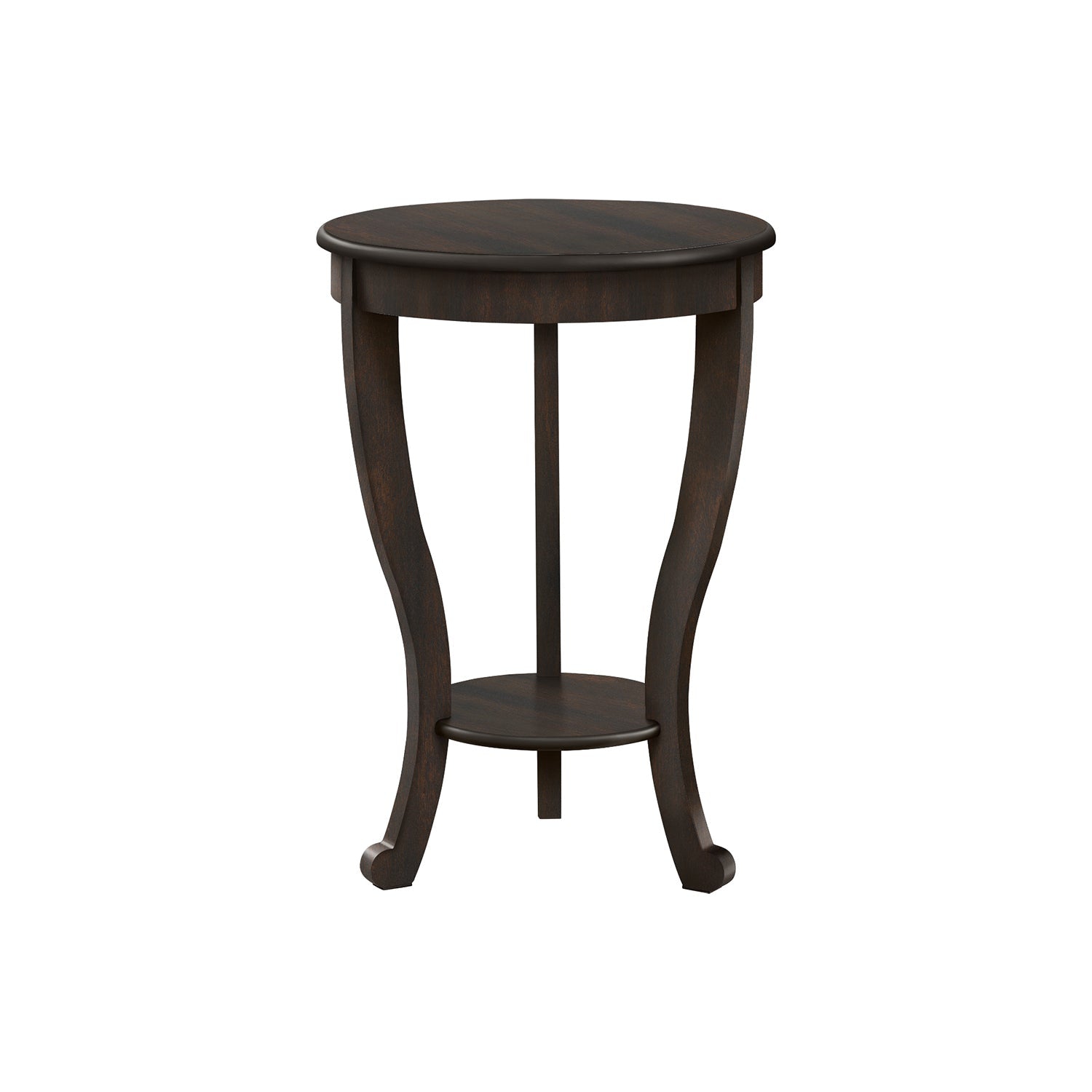 Monarch Specialties I 3974 - Table d'appoint, 2 niveaux, Chambre, bout, lampe, table de chevet ronde, table d’appoint, placage brun, traditionnelle