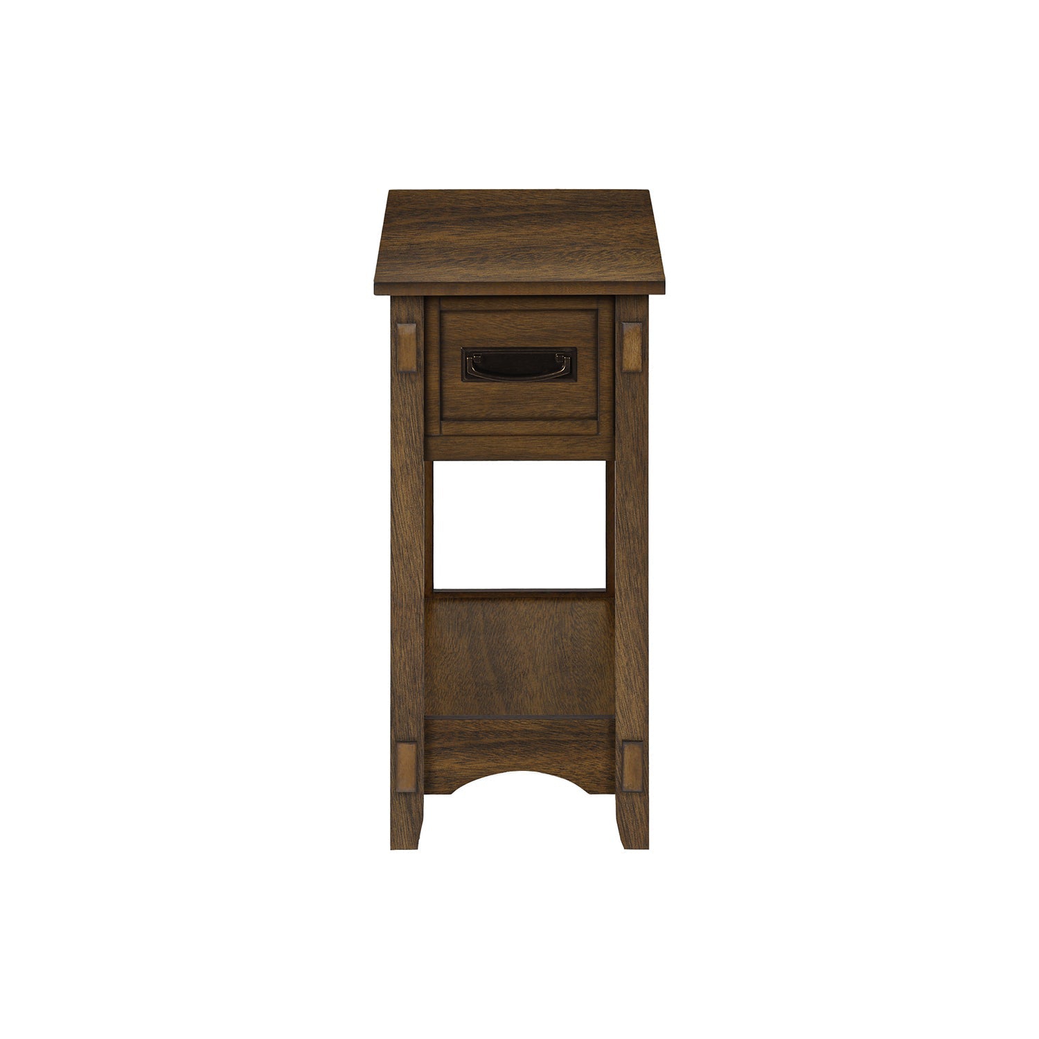 Monarch Specialties I 3955 - Accent Table, End, Side Table, Nightstand, 2 Tier, Narrow, Storage Drawer, Brown Veneer, Transitional