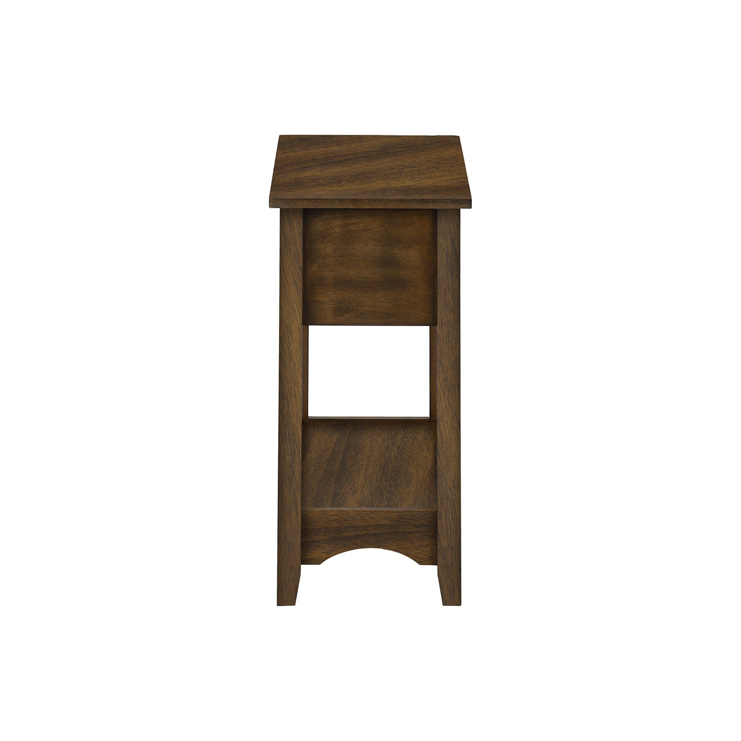Monarch Specialties I 3955 - Accent Table, End, Side Table, Nightstand, 2 Tier, Narrow, Storage Drawer, Brown Veneer, Transitional