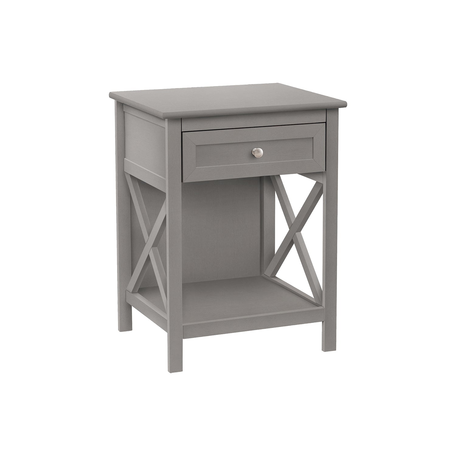Monarch Specialties I 3985 - Accent Table, End, Side Table, 2 Tier, Bedroom, Nightstand, Lamp, Storage Drawer, Antique Grey Veneer, Transitional